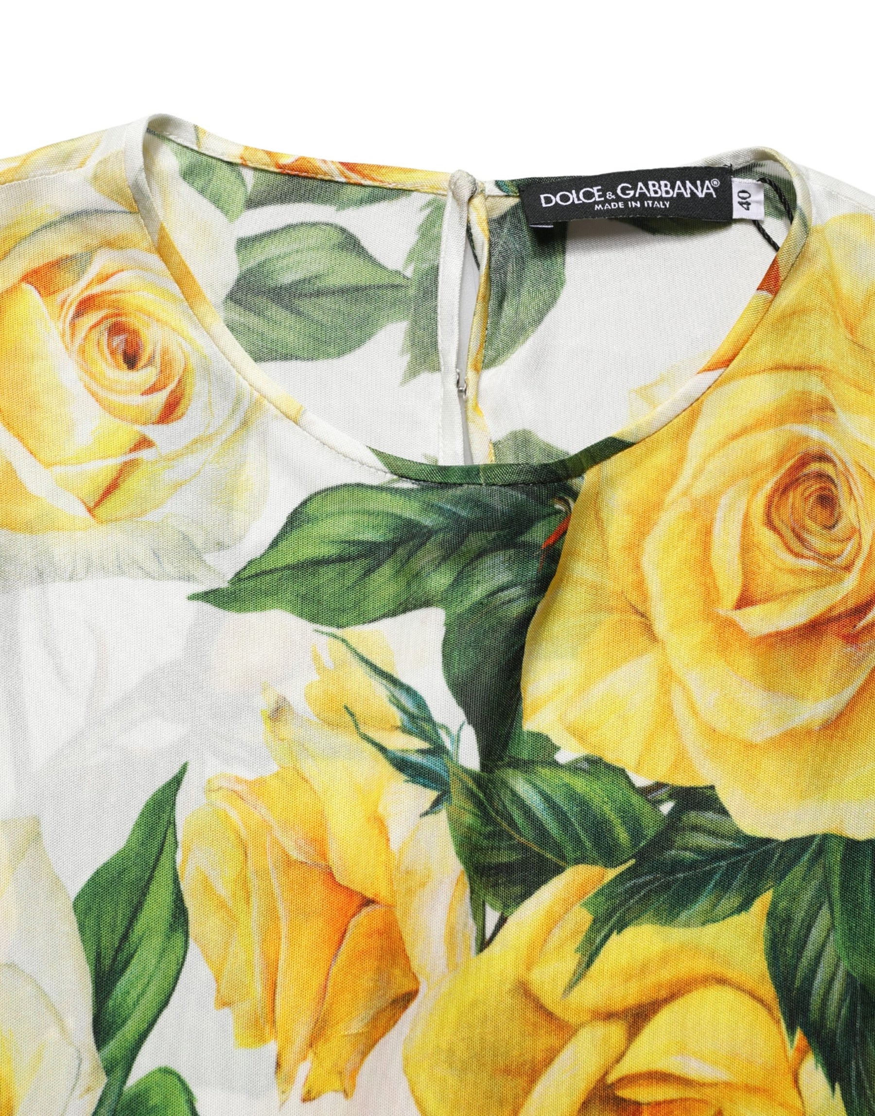 Dolce & Gabbana Yellow Rose Floral Long Sleeves Blouse Top | Regal Royce