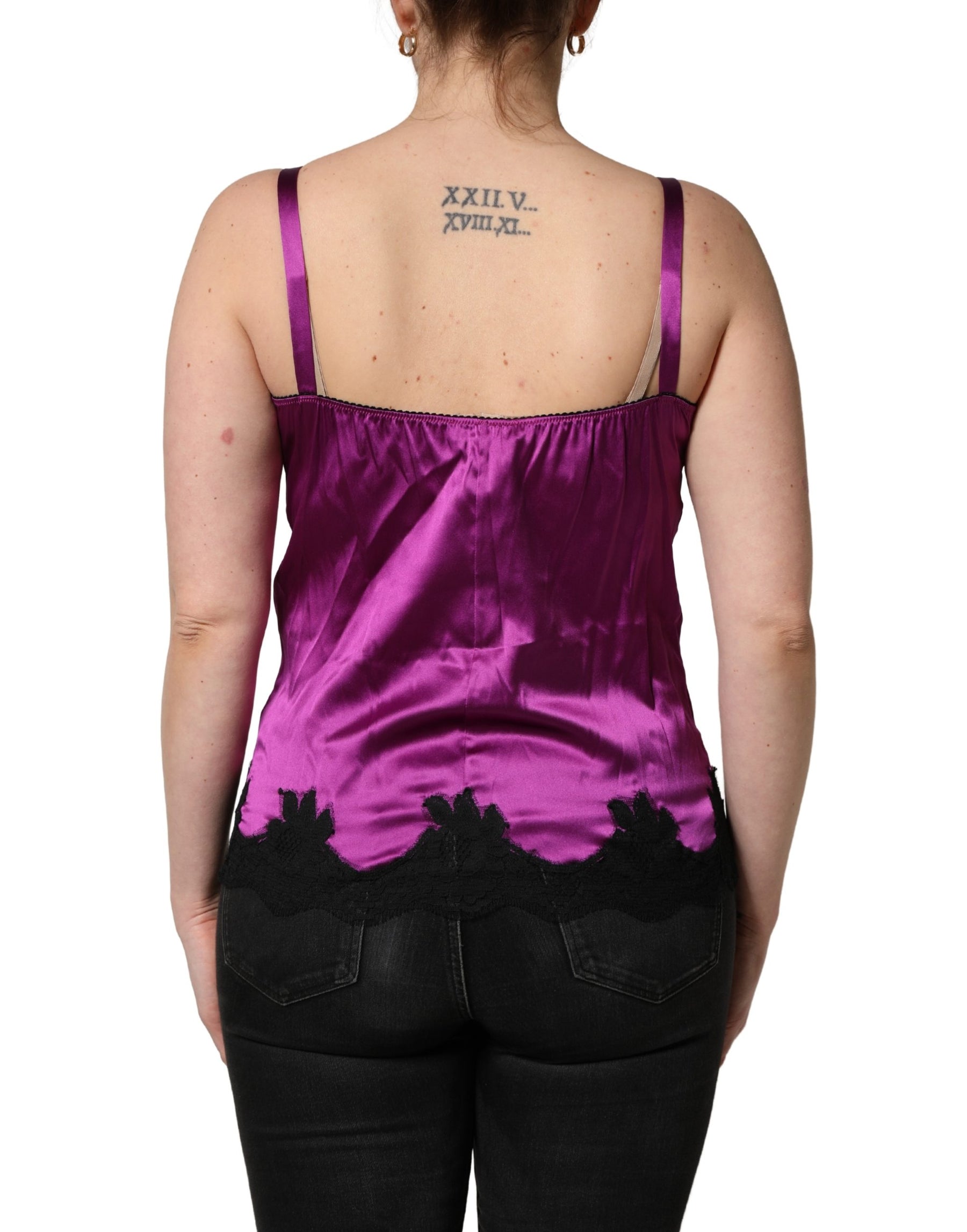 Dolce & Gabbana Purple Silk Lace Trim Camisole Sleeveless Tank Top | Regal Royce