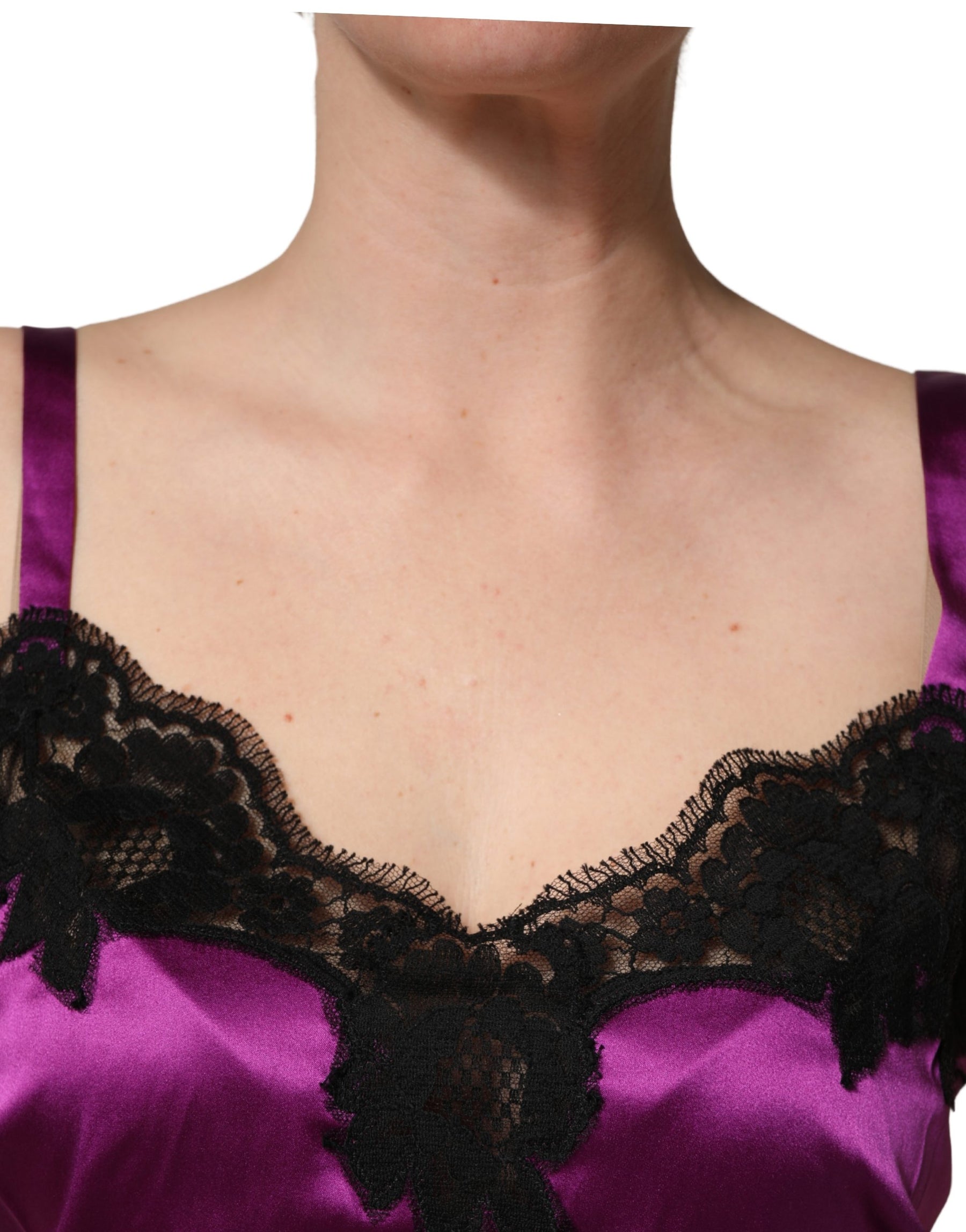 Dolce & Gabbana Purple Silk Lace Trim Camisole Sleeveless Tank Top | Regal Royce