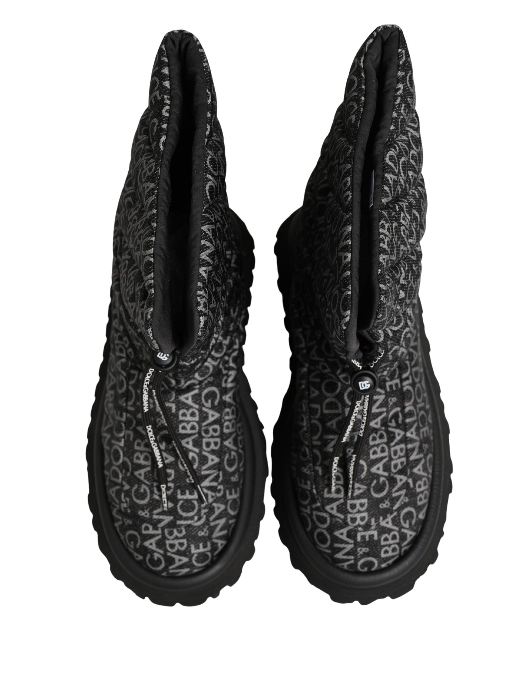 Dolce & Gabbana Black Logo Print Lace Up Snow Boots Shoes | Regal Royce