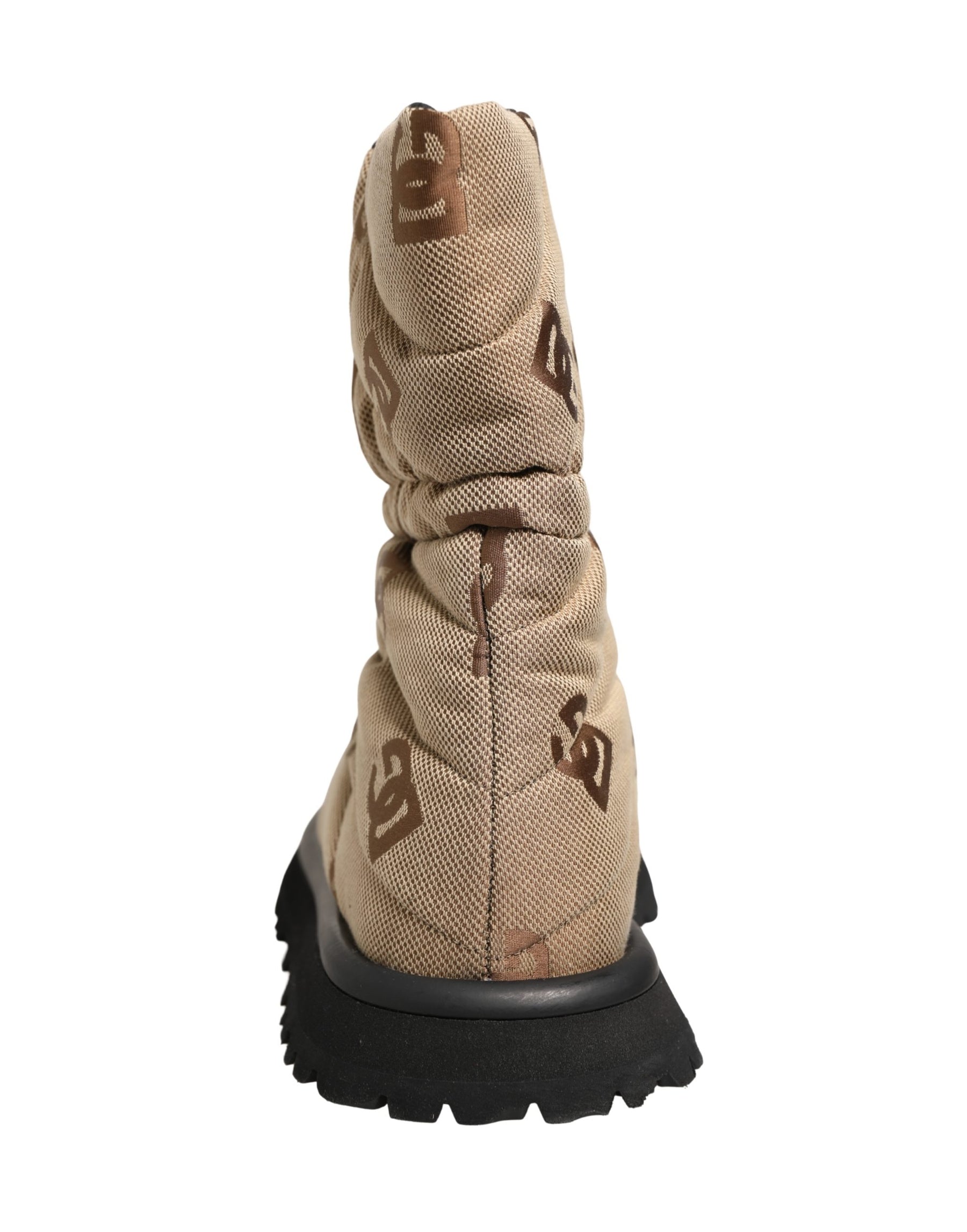 Dolce & Gabbana Brown Logo Print Lace Up Snow Boots Shoes | Regal Royce
