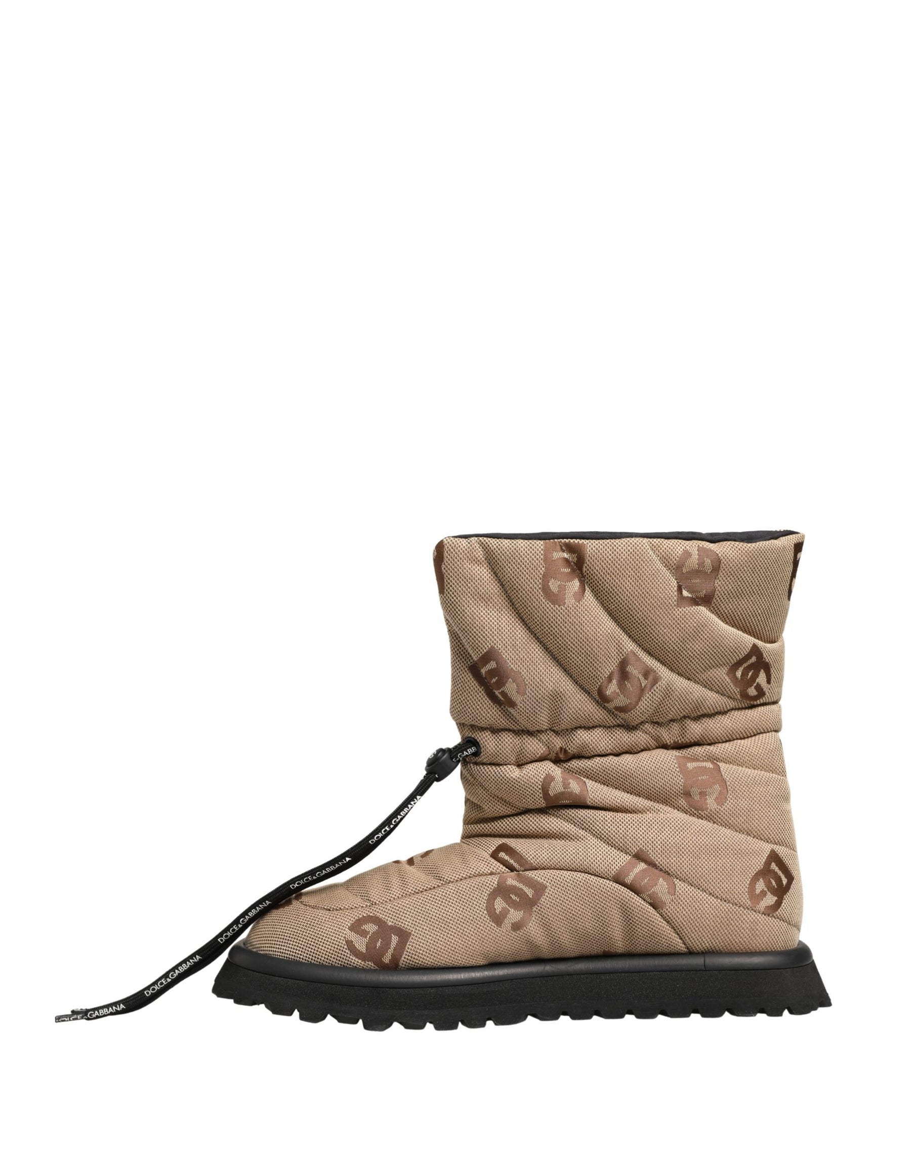 Dolce & Gabbana Brown Logo Print Lace Up Snow Boots Shoes | Regal Royce