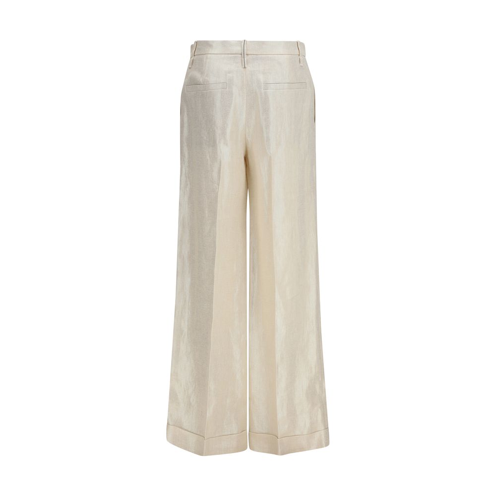 Brunello Cucinelli Beige Silk Casual Pants | Regal Royce