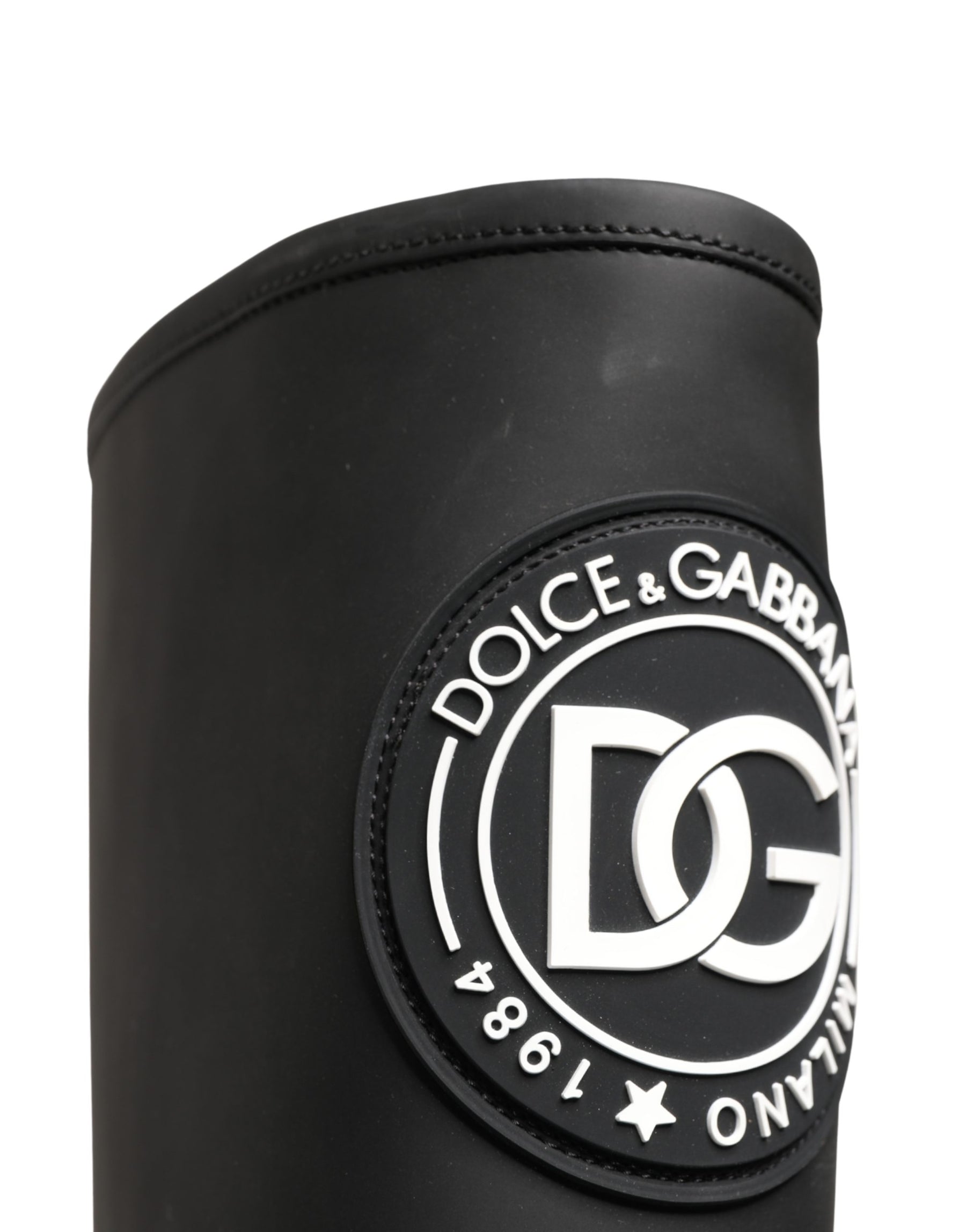 Dolce & Gabbana Black Rubberised Leather High Boots Shoes | Regal Royce