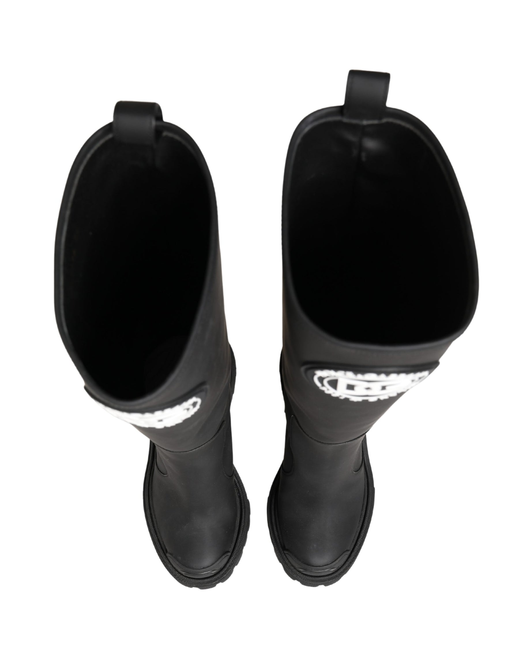 Dolce & Gabbana Black Rubberised Leather High Boots Shoes | Regal Royce