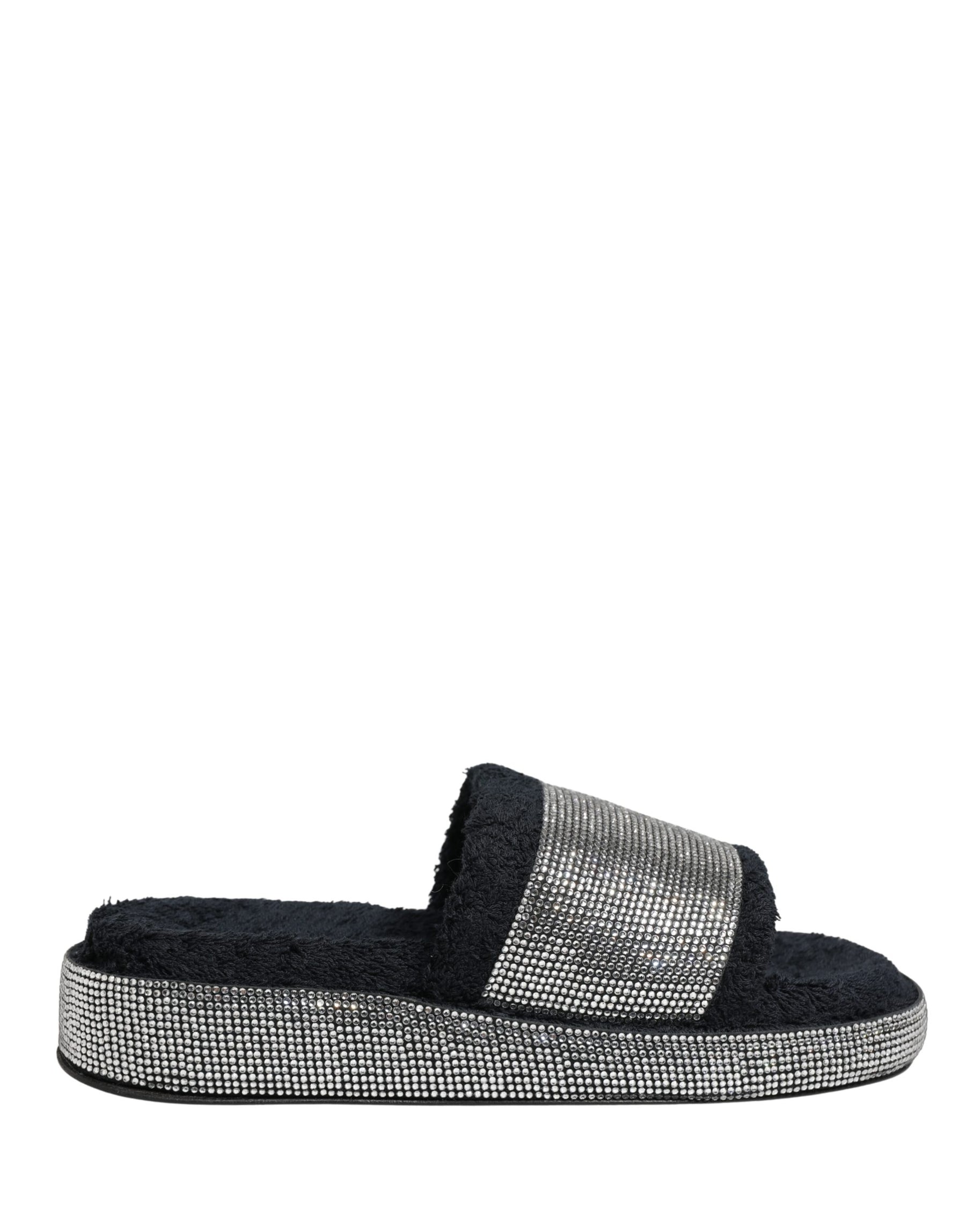 Dolce & Gabbana Black Crystal Embellished Platform Slides Shoes | Regal Royce