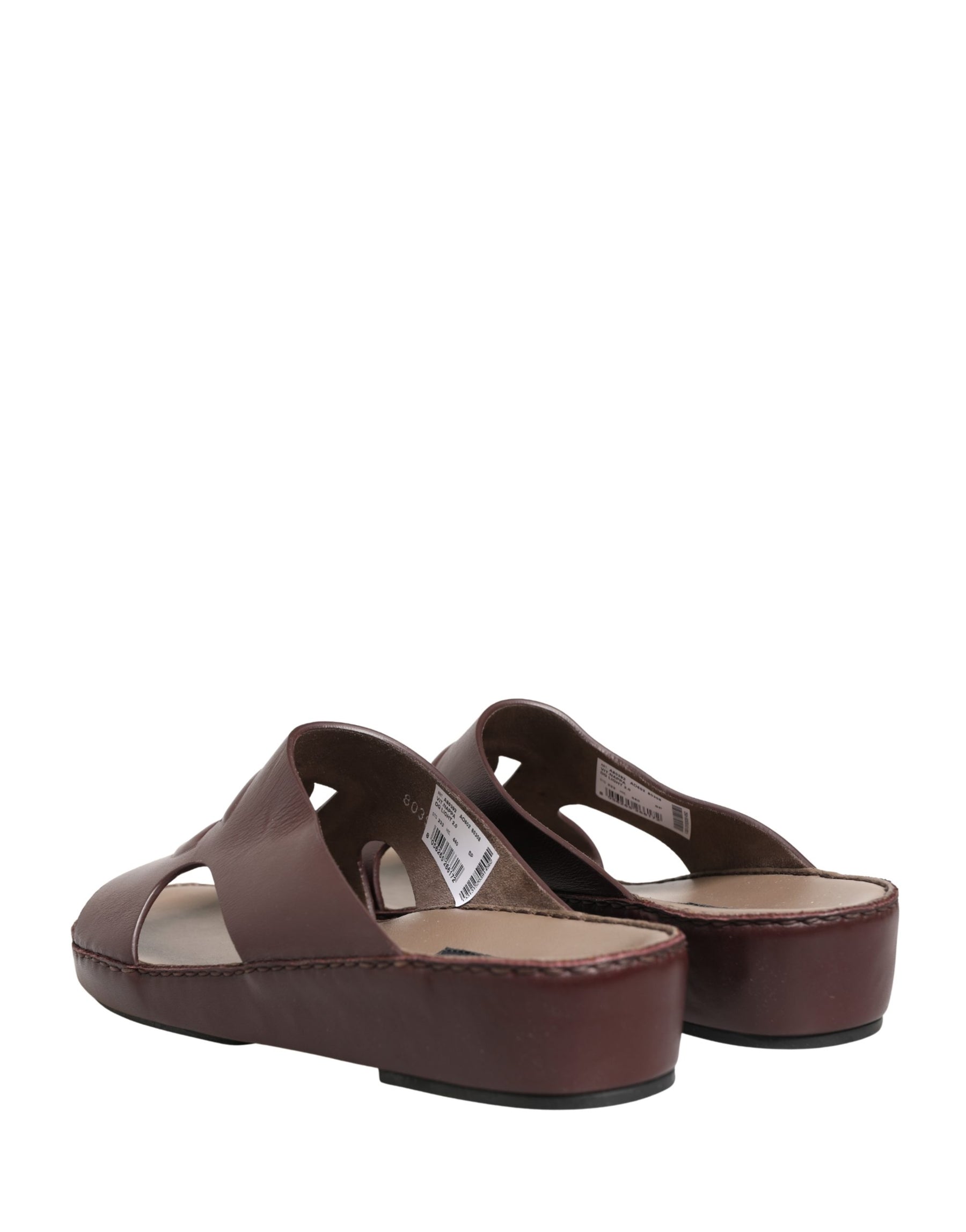 Dolce & Gabbana Maroon Leather Cutout DG Logo Sandals Shoes | Regal Royce