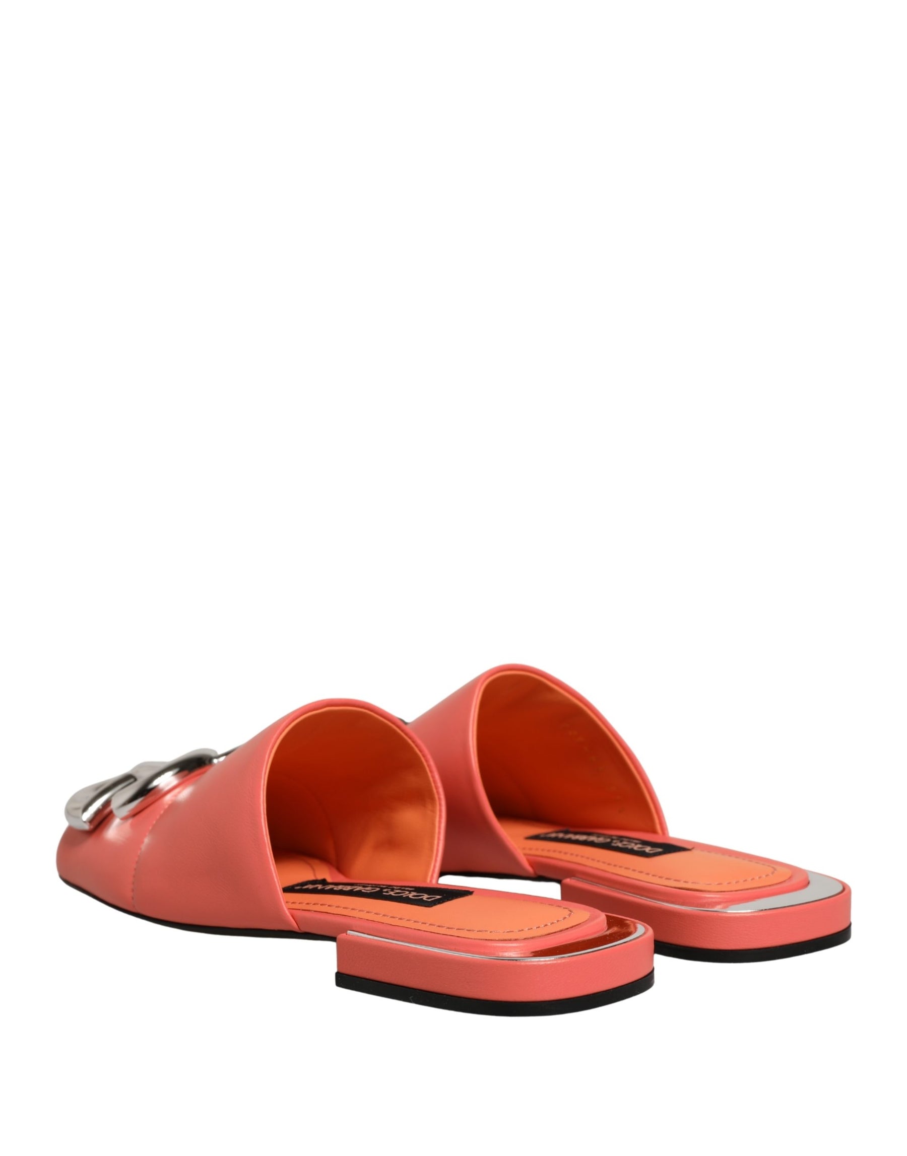 Dolce & Gabbana Orange DG Logo Leather Flats Sandals Shoes | Regal Royce