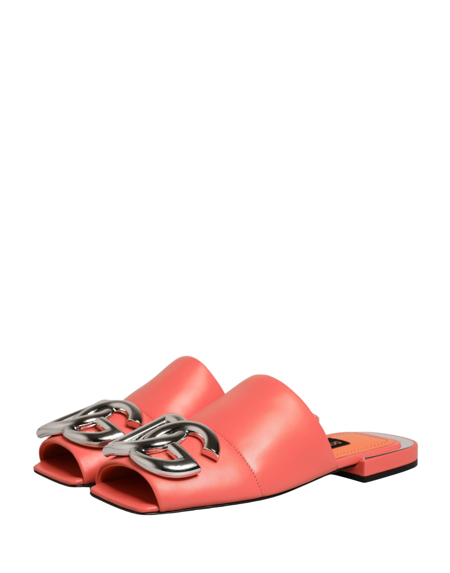 Dolce & Gabbana Orange DG Logo Leather Flats Sandals Shoes | Regal Royce