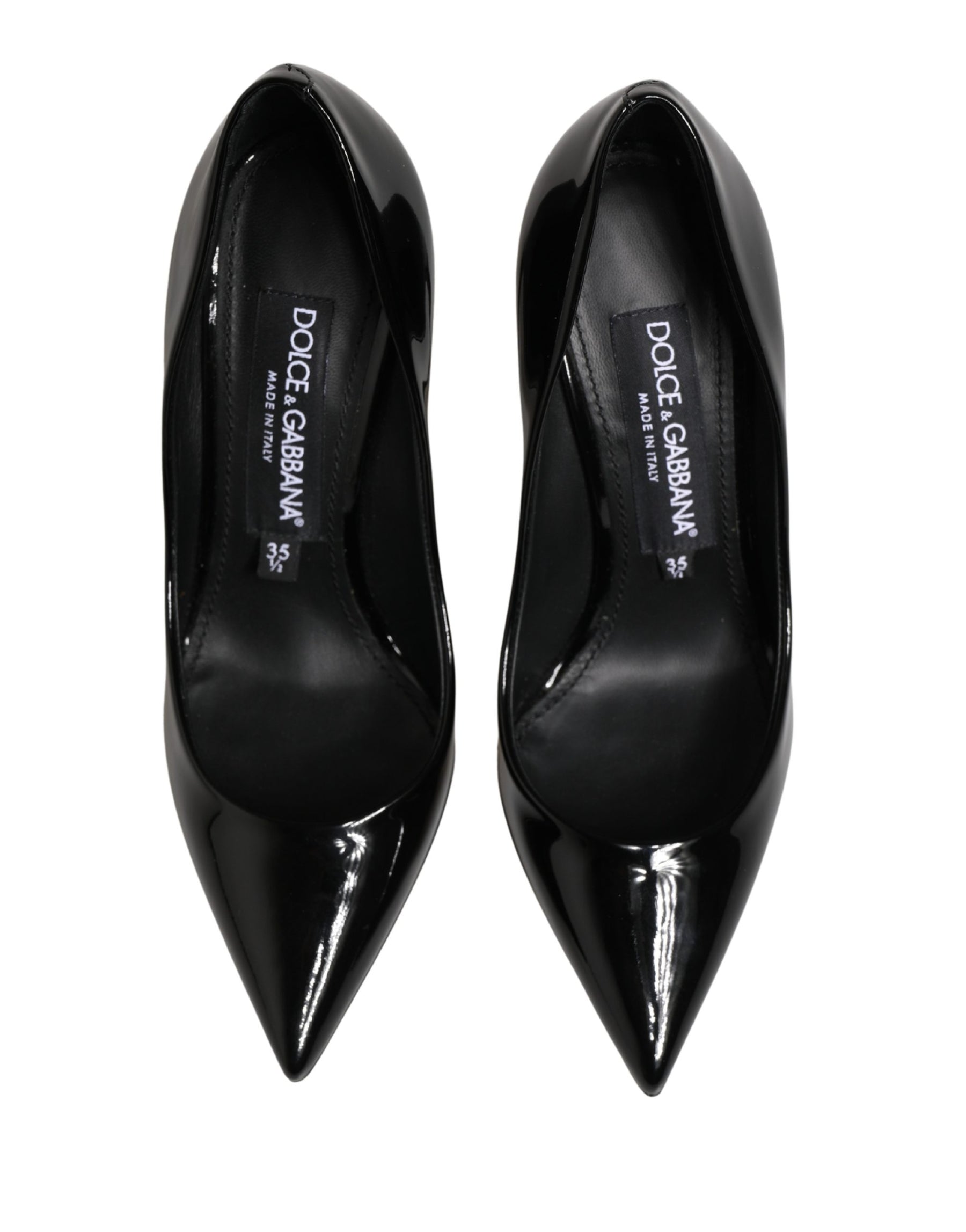 Dolce & Gabbana Black Calf Leather Stiletto Heels Pumps Shoes | Regal Royce