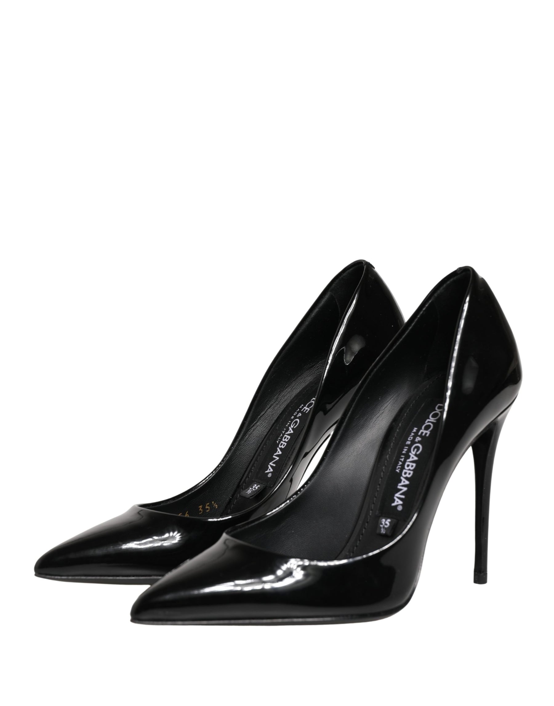 Dolce & Gabbana Black Calf Leather Stiletto Heels Pumps Shoes | Regal Royce