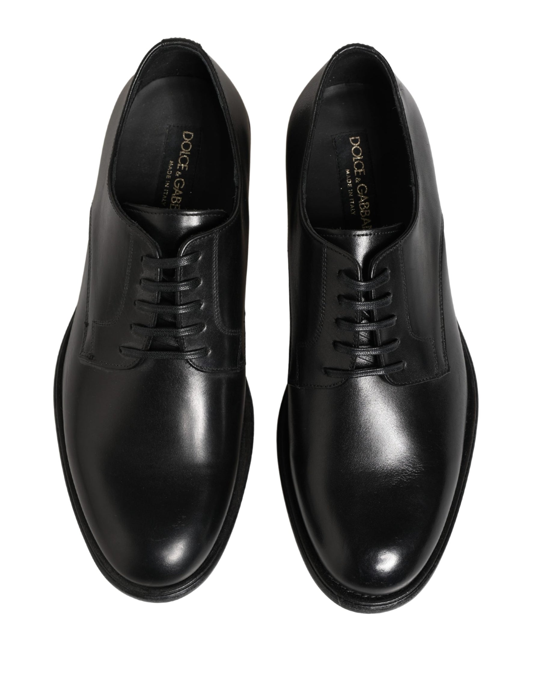 Dolce & Gabbana Black Calfskin Leather Derby Men Dress Shoes | Regal Royce