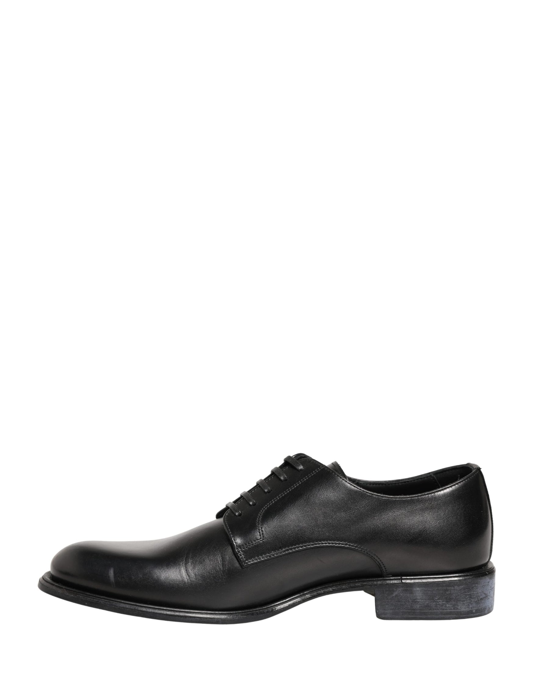 Dolce & Gabbana Black Calfskin Leather Derby Men Dress Shoes | Regal Royce