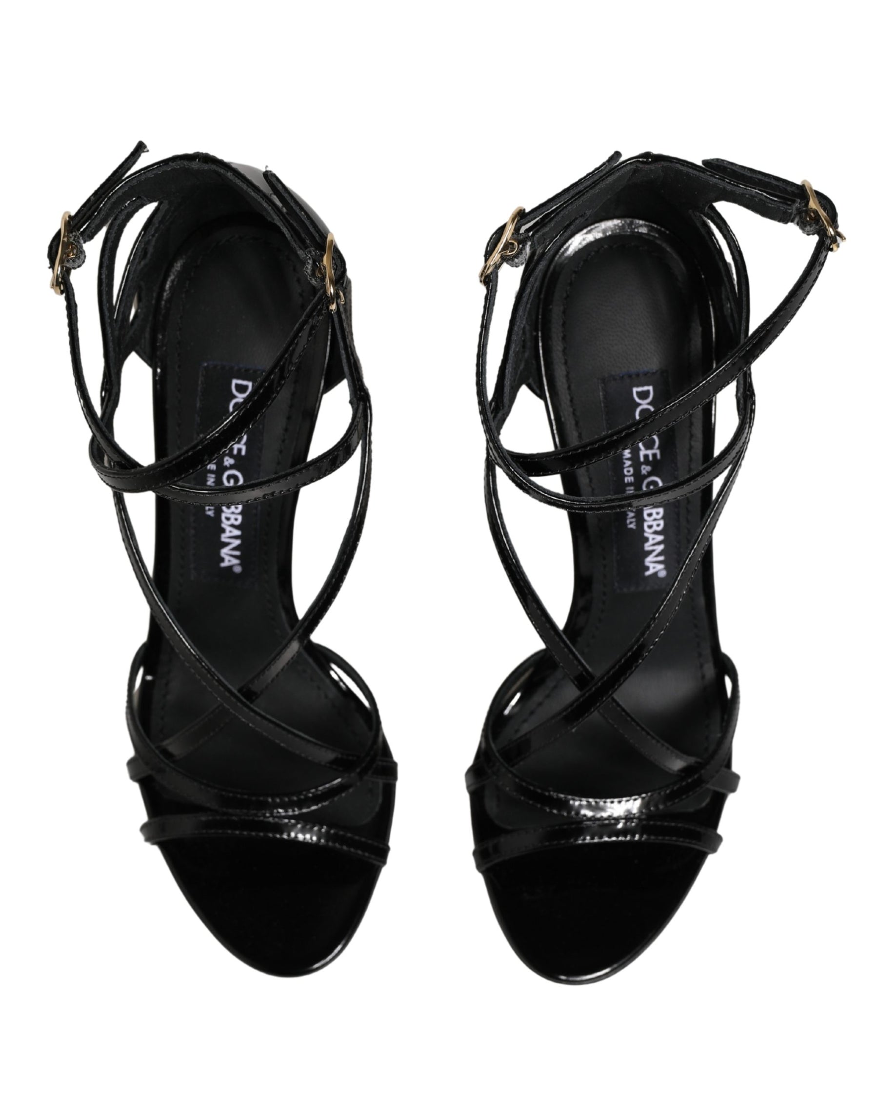 Dolce & Gabbana Black Leather Stiletto Heel Sandals Shoes | Regal Royce