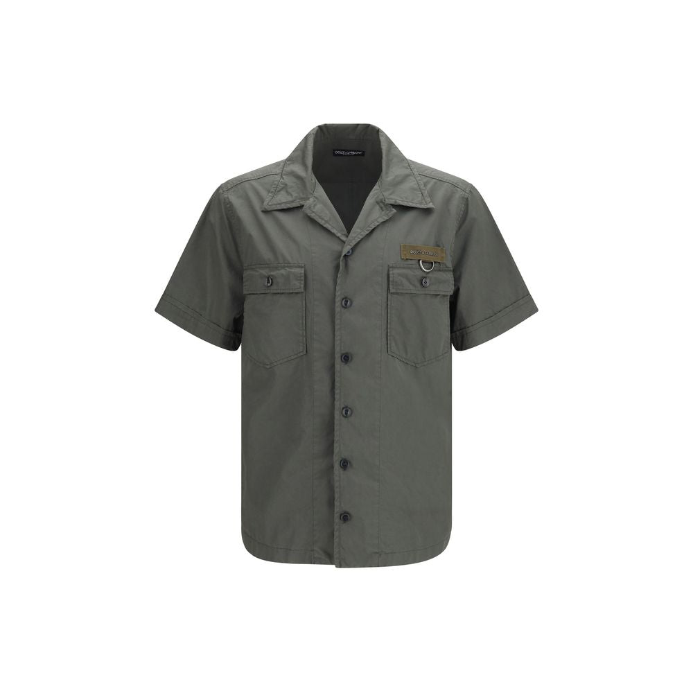 Dolce & Gabbana Gray Cotton Shortsleeve Shirt | Regal Royce