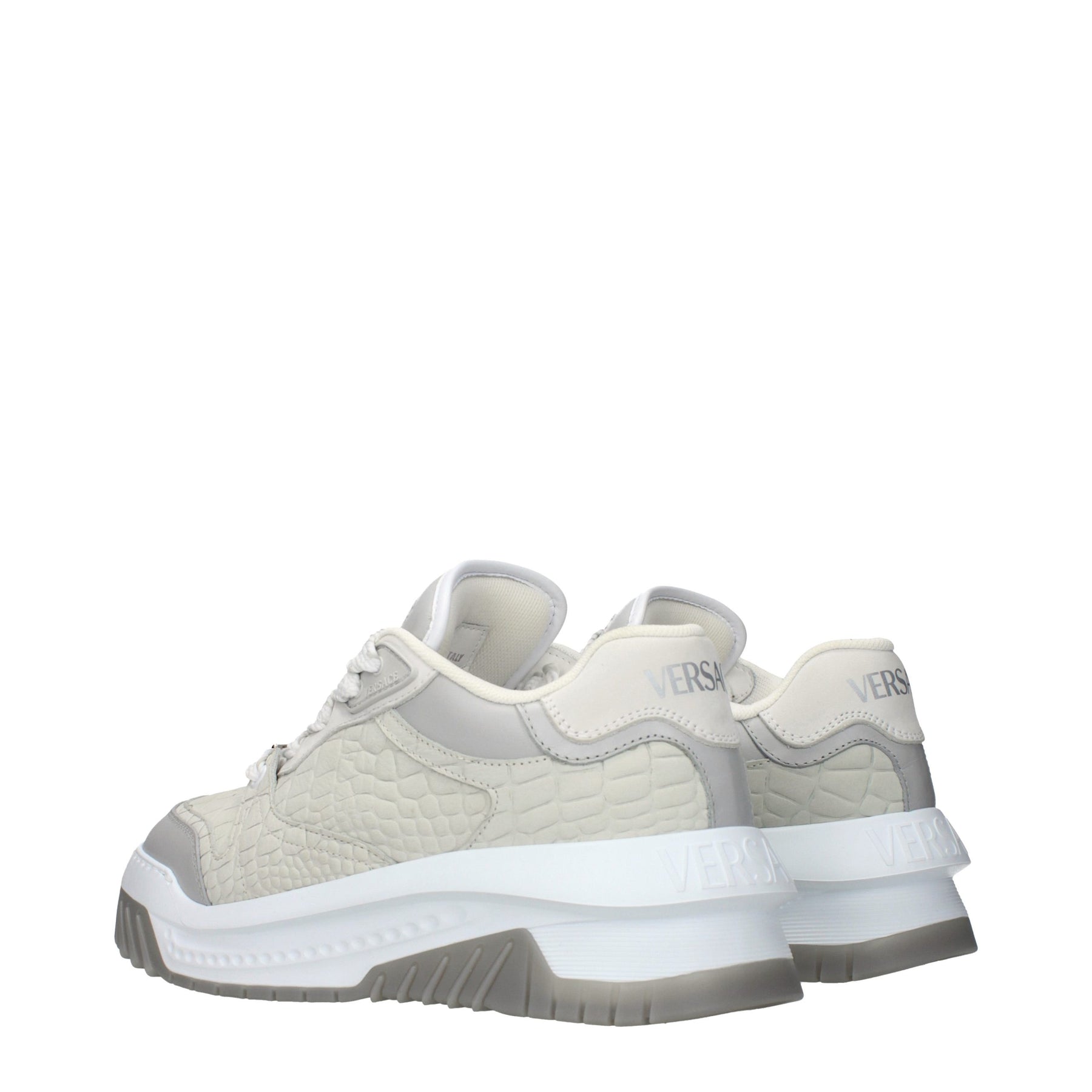 Versace Gray Leather Low Top Sneakers | Regal Royce