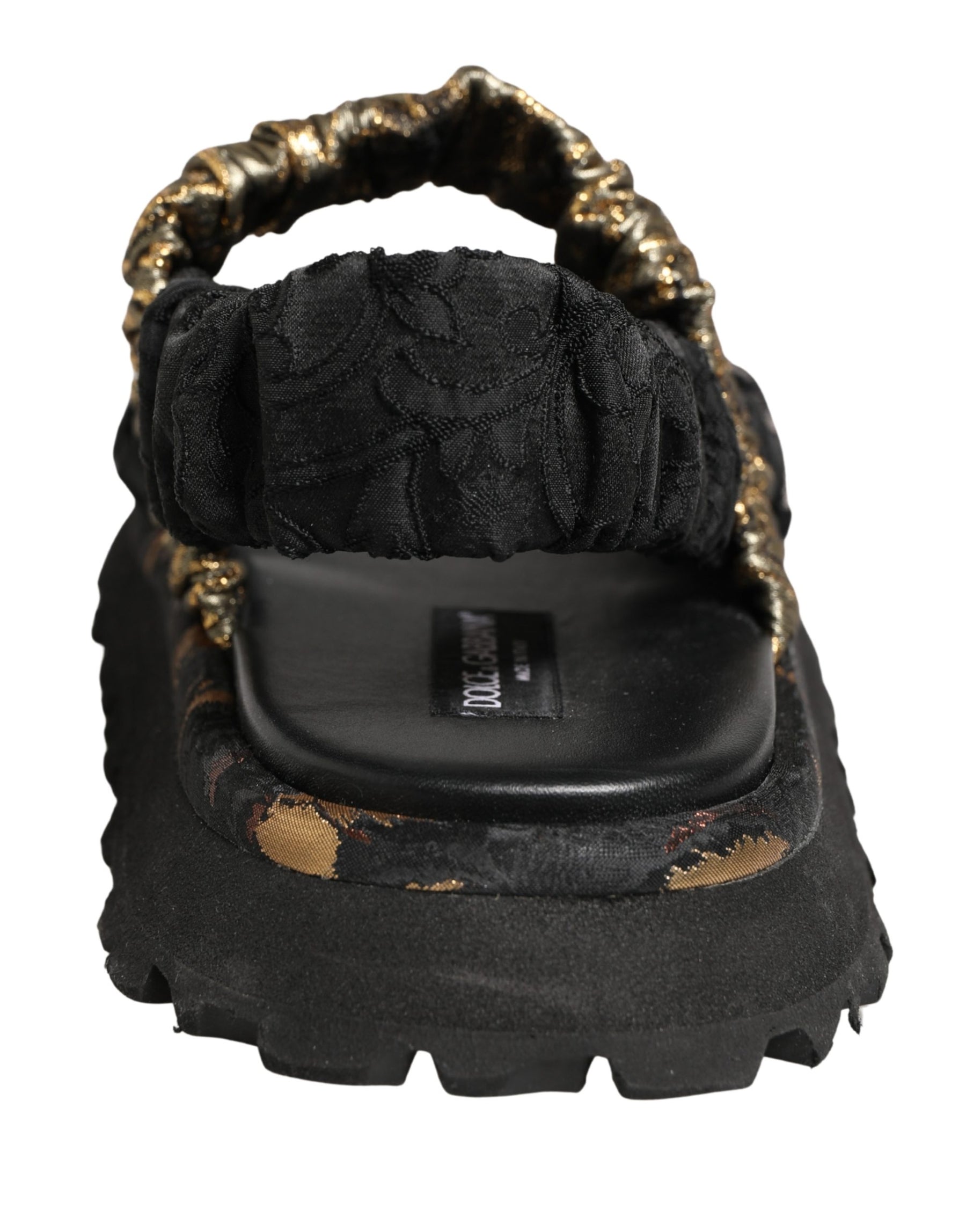 Dolce & Gabbana Black Ruching Detail Flats Men Sandals Shoes | Regal Royce