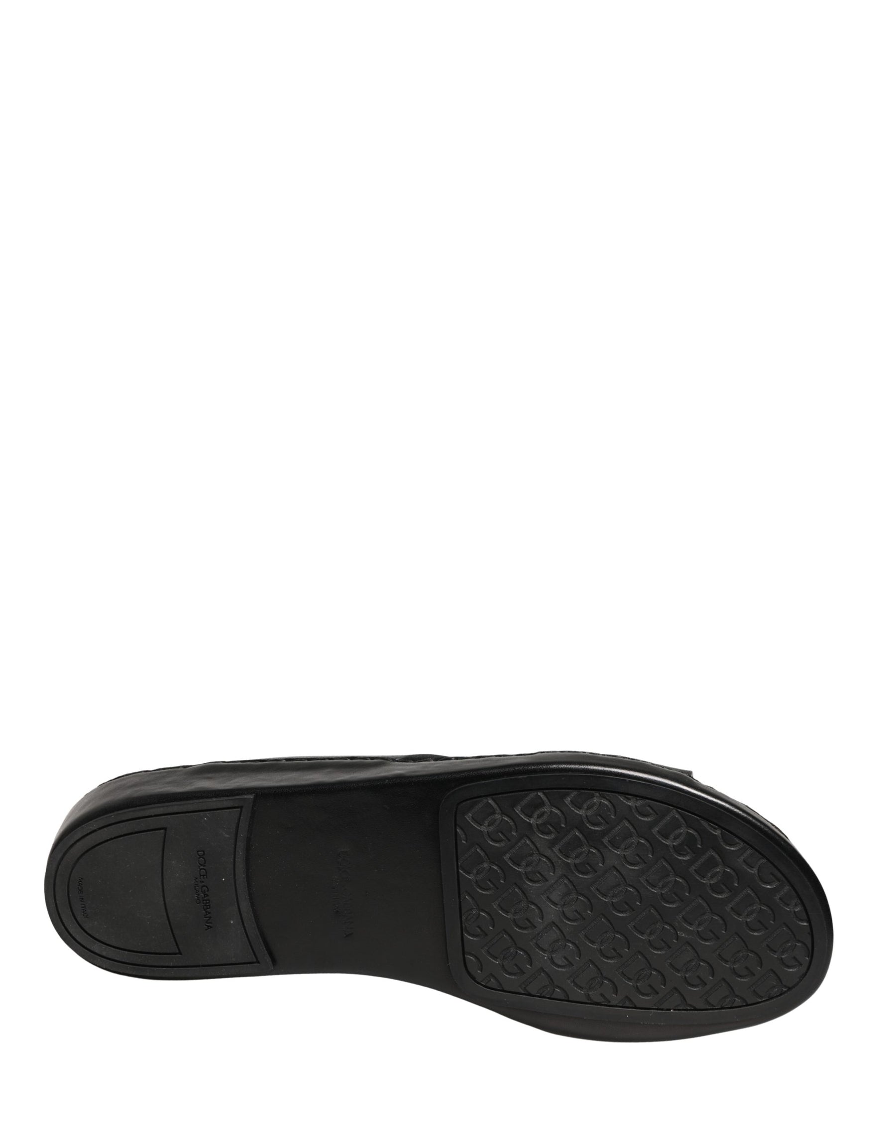 Dolce & Gabbana Black Leather Cutout DG Logo Sandals Shoes | Regal Royce