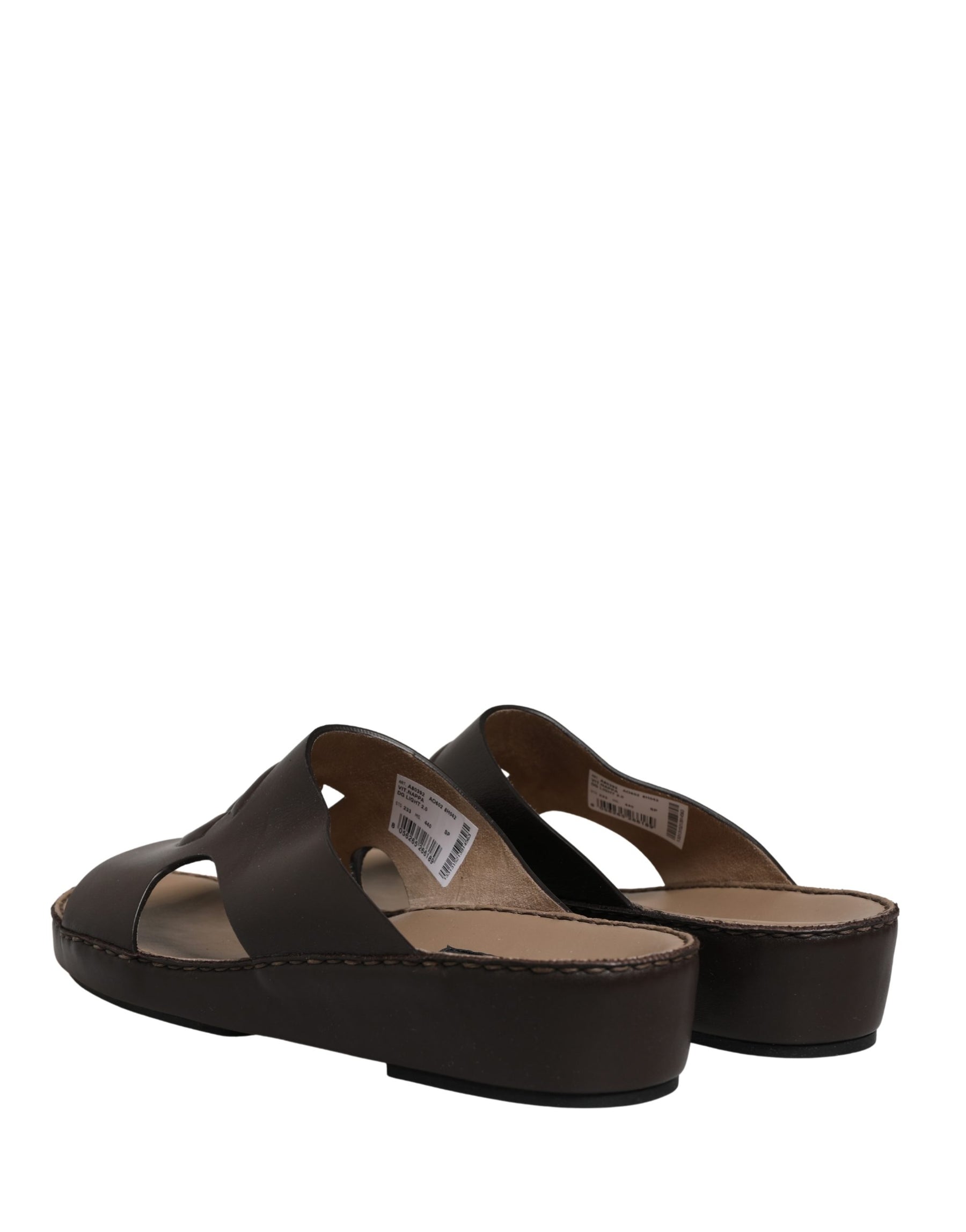 Dolce & Gabbana Brown Leather Cutout DG Logo Sandals Shoes | Regal Royce