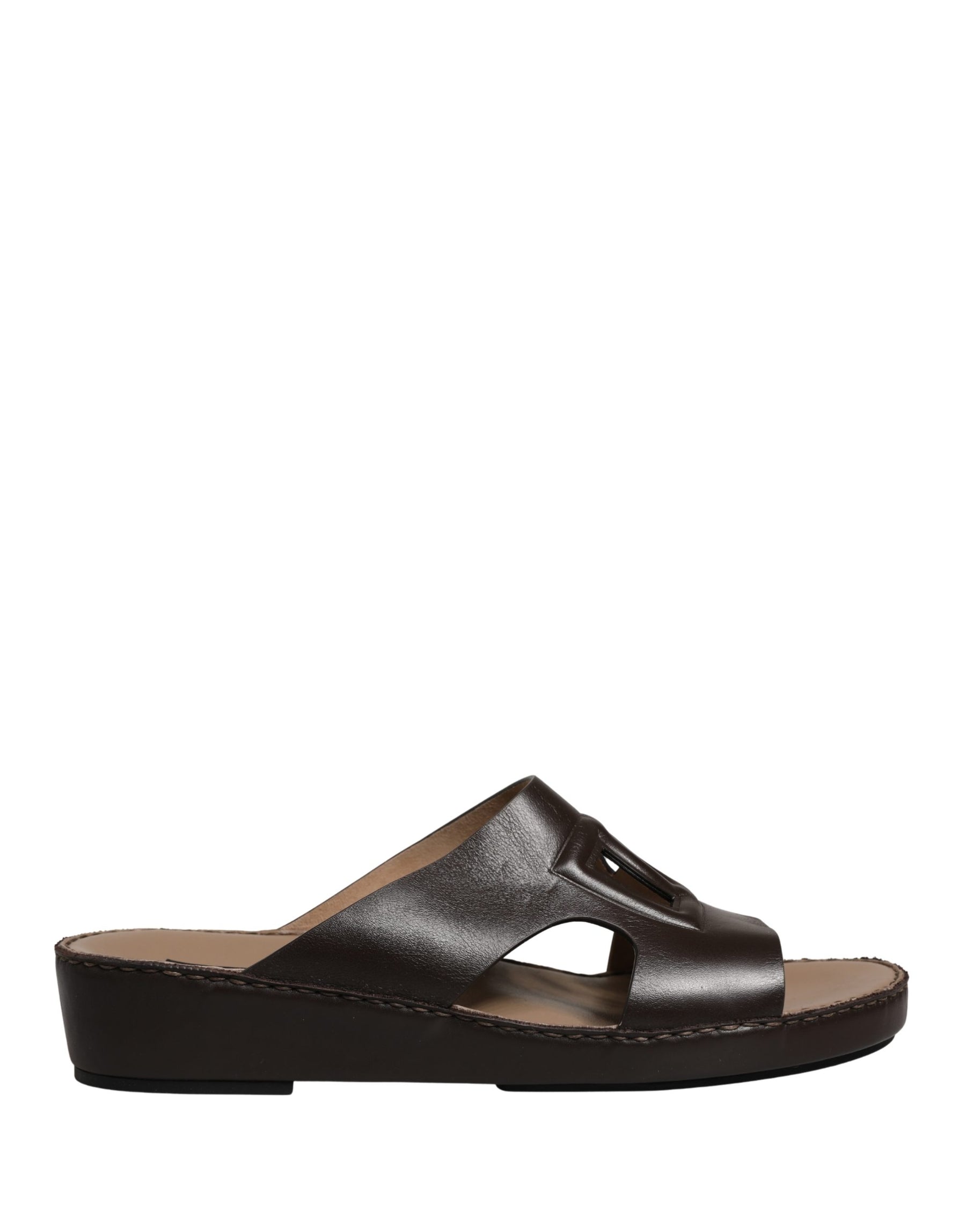 Dolce & Gabbana Brown Leather Cutout DG Logo Sandals Shoes | Regal Royce