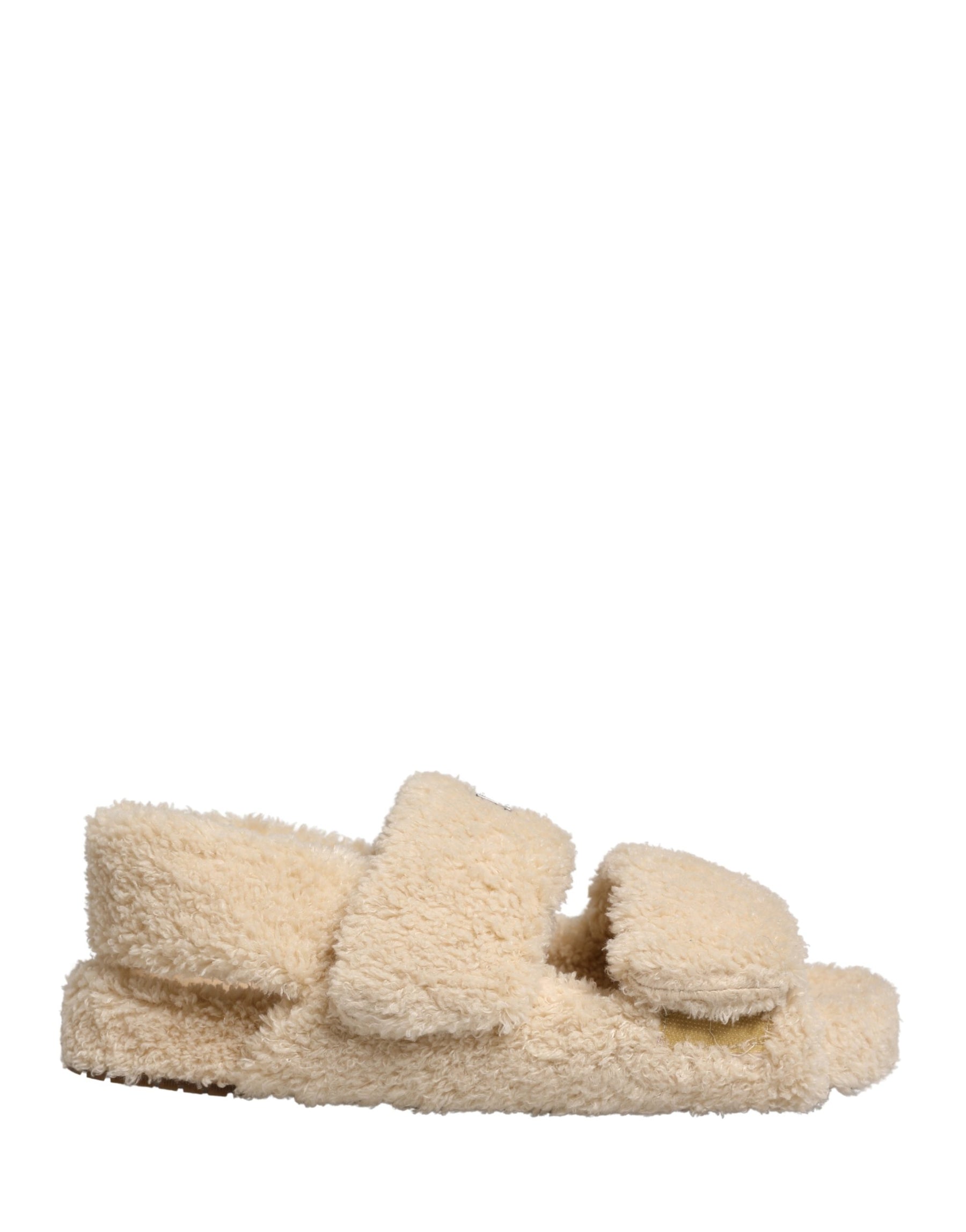Dolce & Gabbana Beige Faux Fur Slides Men Flats Sandals Shoes | Regal Royce