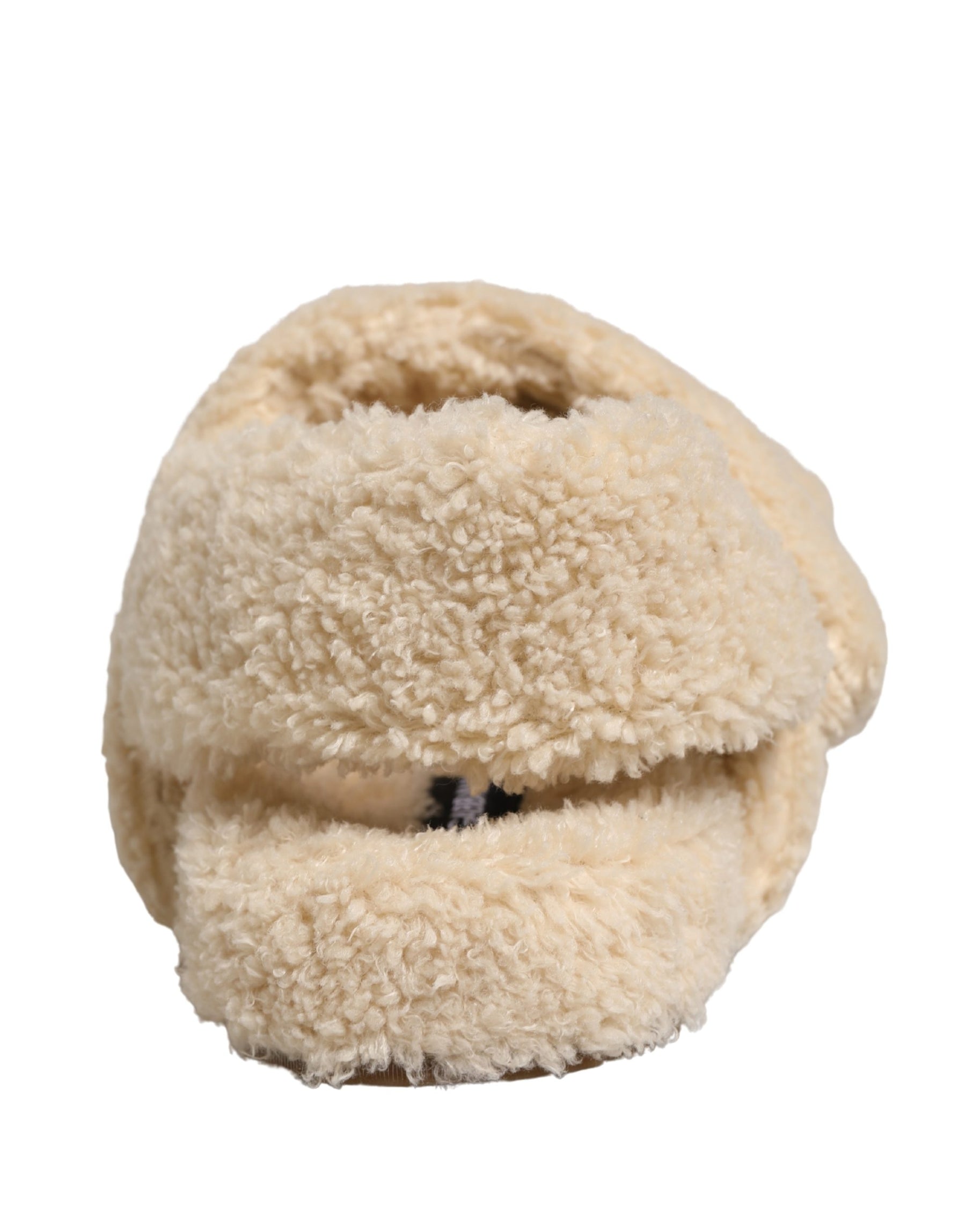 Dolce & Gabbana Beige Faux Fur Slides Men Flats Sandals Shoes | Regal Royce