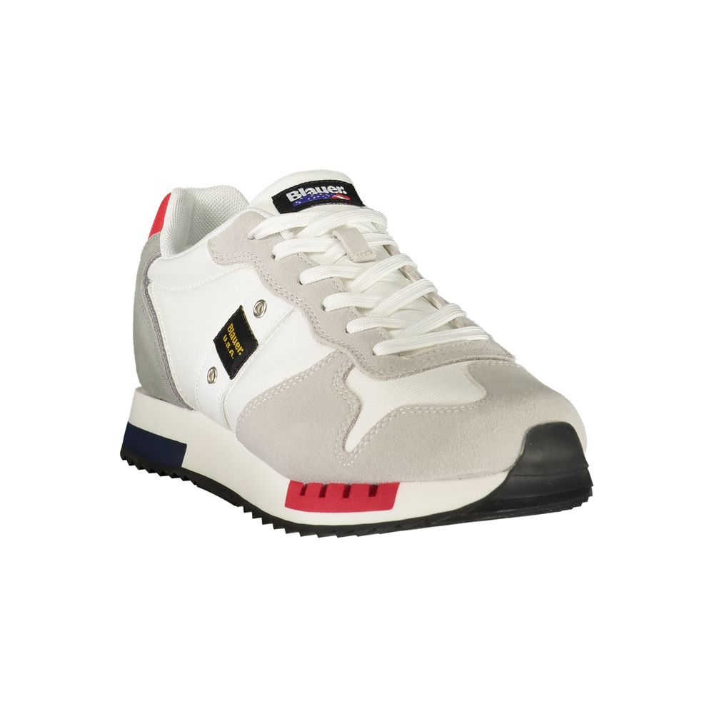 Blauer White Polyurethane Mens Sneaker | Regal Royce