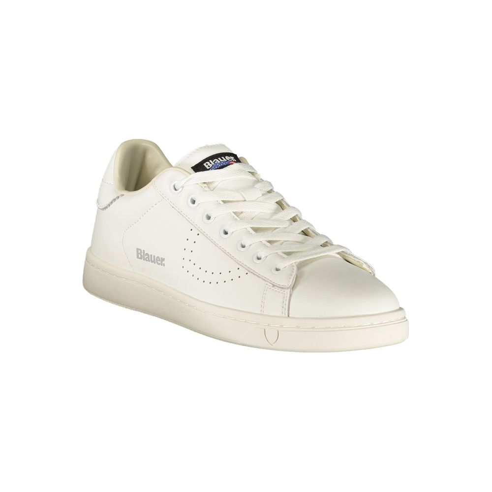 Blauer White Polyurethane Men's Sneaker | Regal Royce