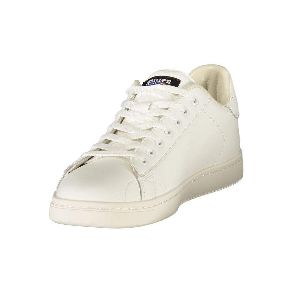 Blauer White Polyurethane Men's Sneaker | Regal Royce