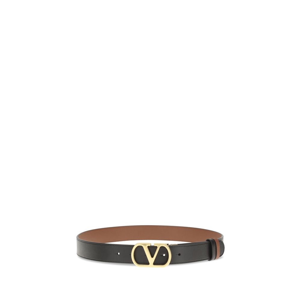 Valentino Garavani Black Calf Leather Bos Taurus Regular Belt | Regal Royce