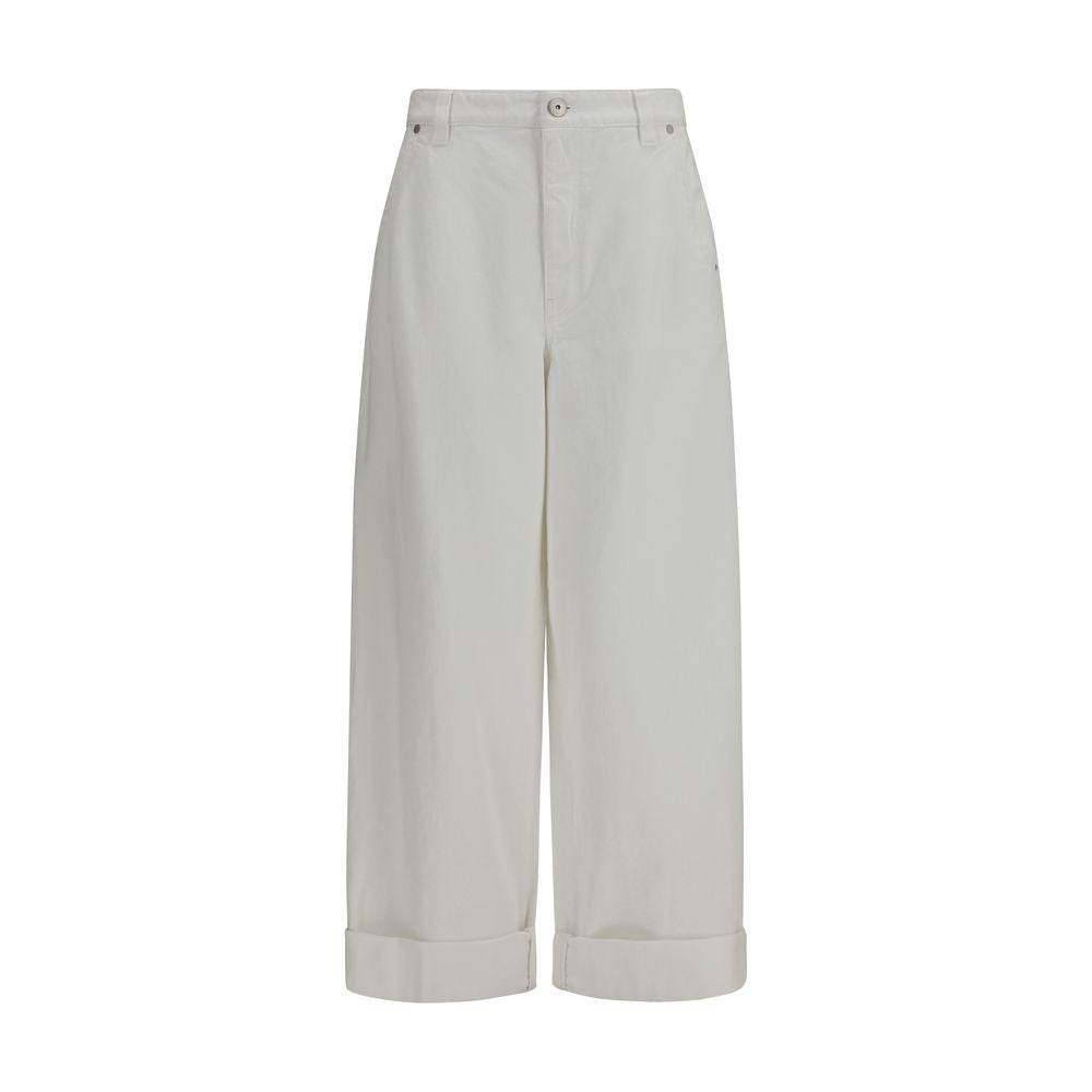 Brunello Cucinelli White Cotton Casual Pants | Regal Royce