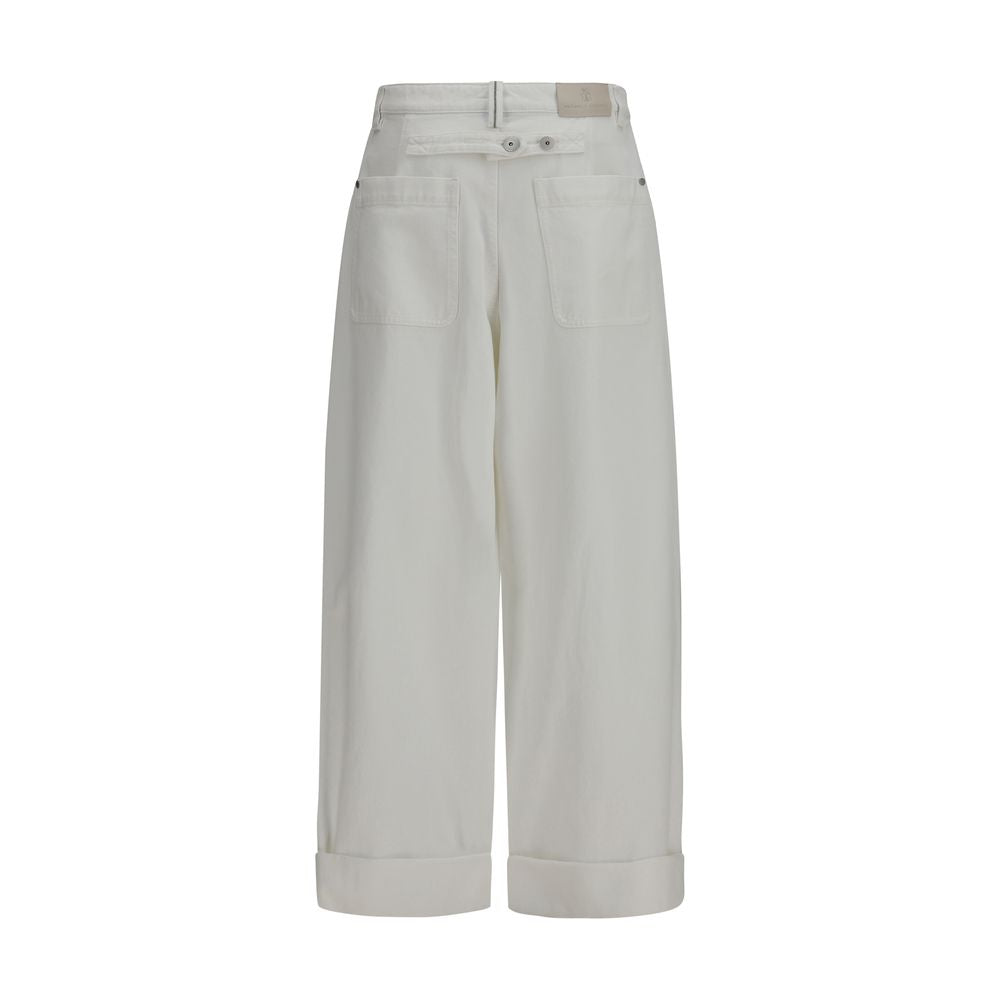 Brunello Cucinelli White Cotton Casual Pants | Regal Royce