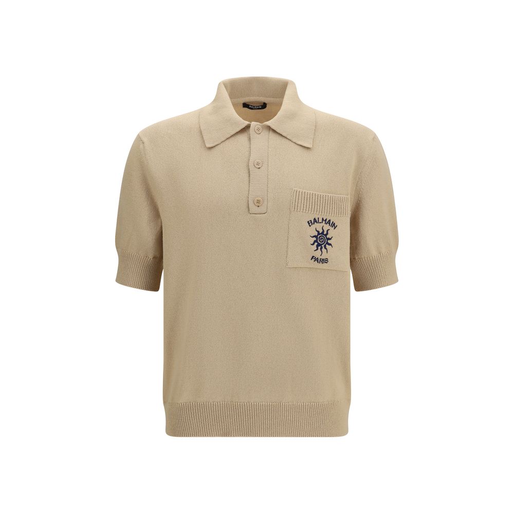 Balmain Beige Cotton Polo Shirt | Regal Royce