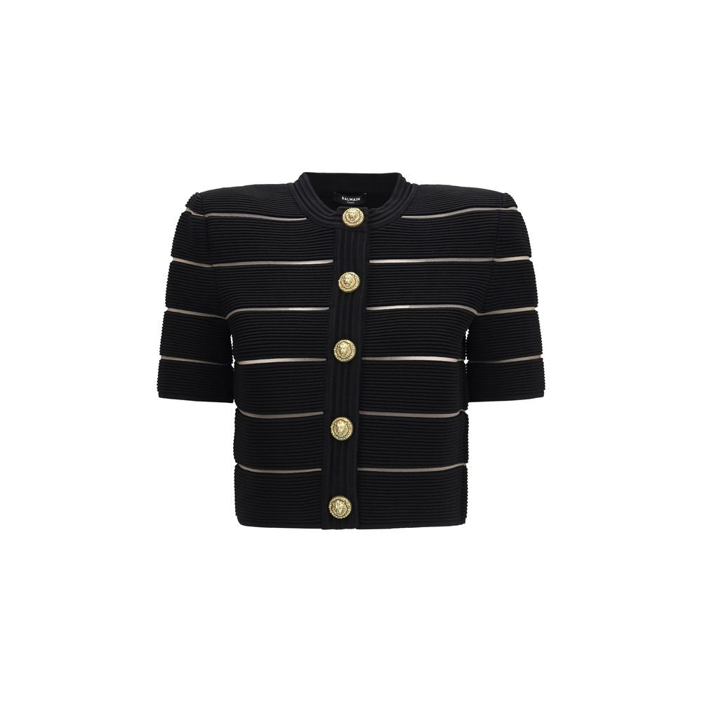 Balmain Black Viscose Cardigan | Regal Royce
