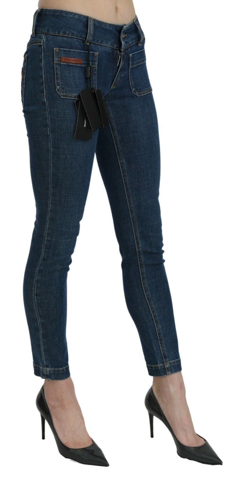 Dolce & Gabbana Blue Slim Fit Cropped Mid Waist Denim Jeans | Regal Royce