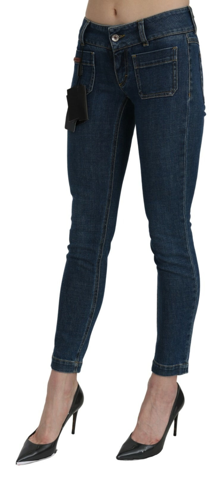 Dolce & Gabbana Blue Slim Fit Cropped Mid Waist Denim Jeans | Regal Royce