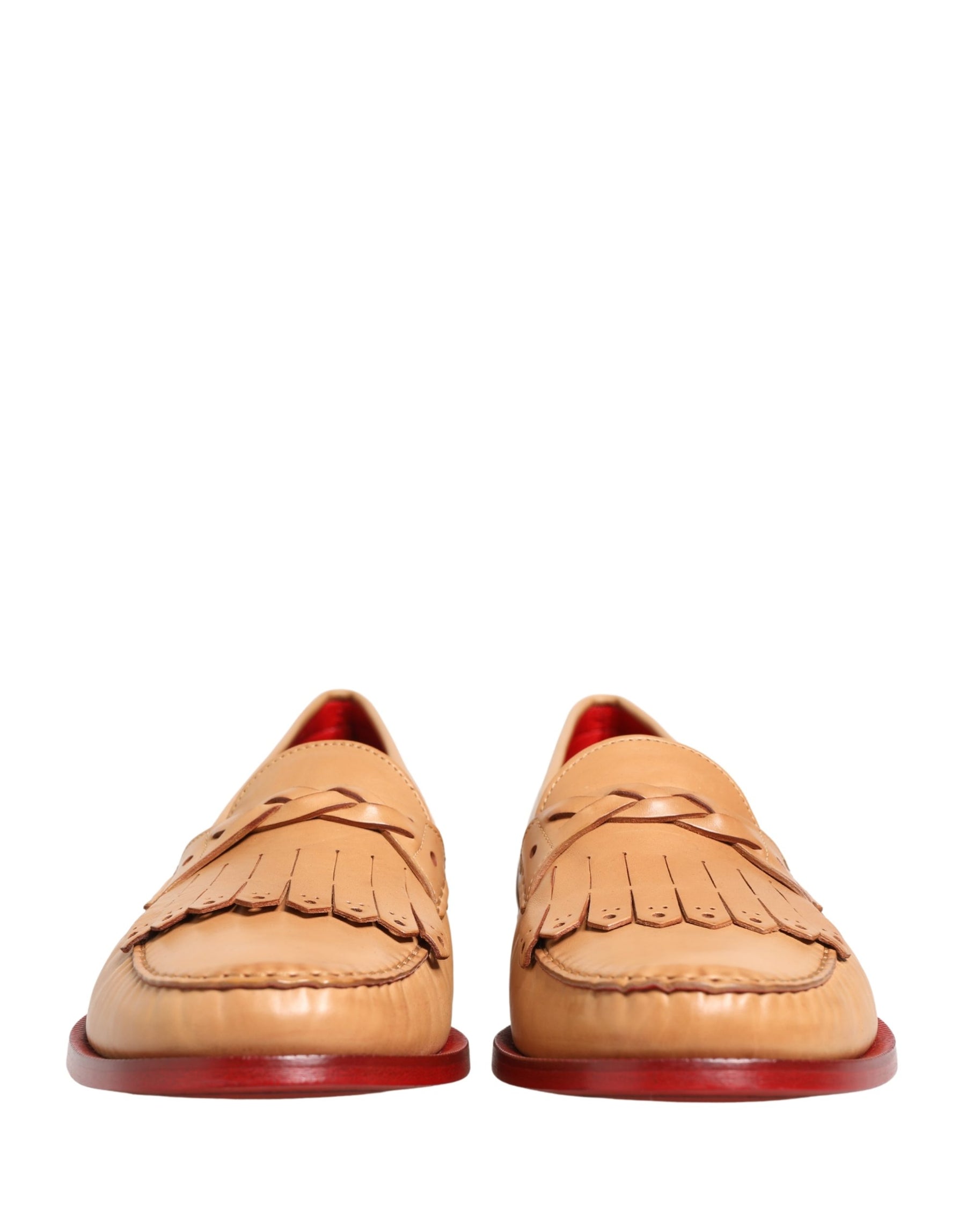Dolce & Gabbana Beige Tassel Leather Men Slip On Loafers Shoes | Regal Royce