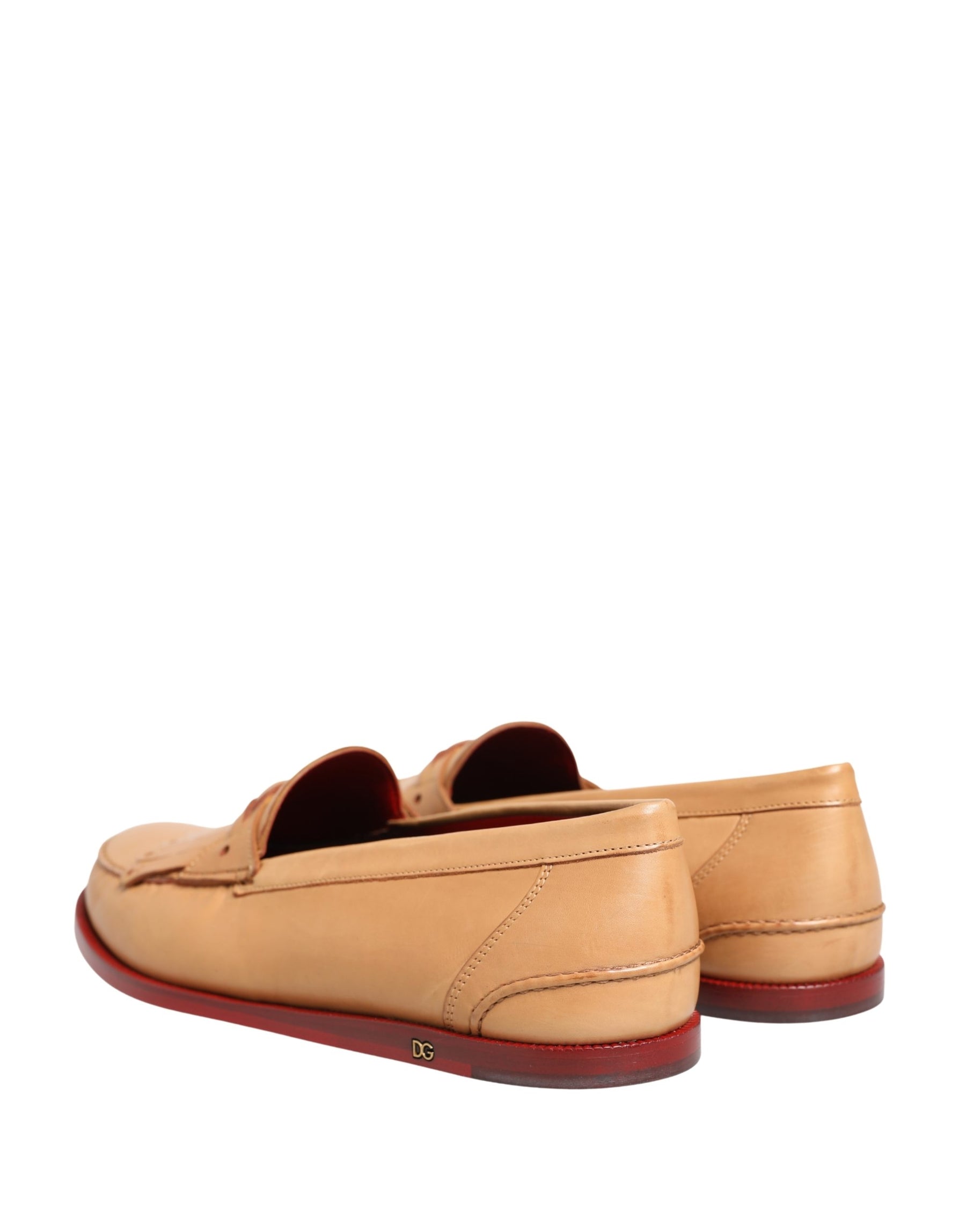 Dolce & Gabbana Beige Tassel Leather Men Slip On Loafers Shoes | Regal Royce