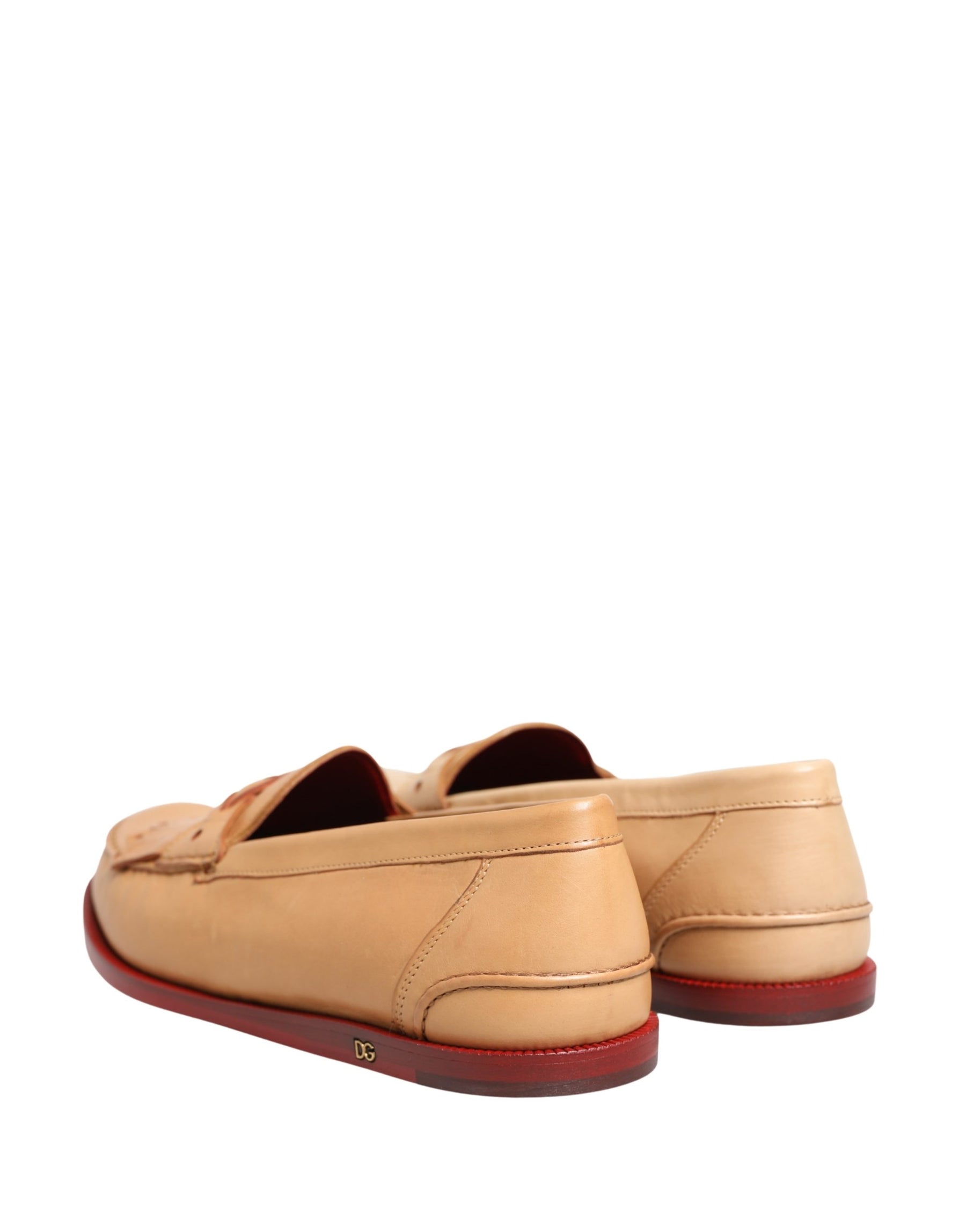 Dolce & Gabbana Beige Tassel Leather Men Slip On Loafers Shoes | Regal Royce