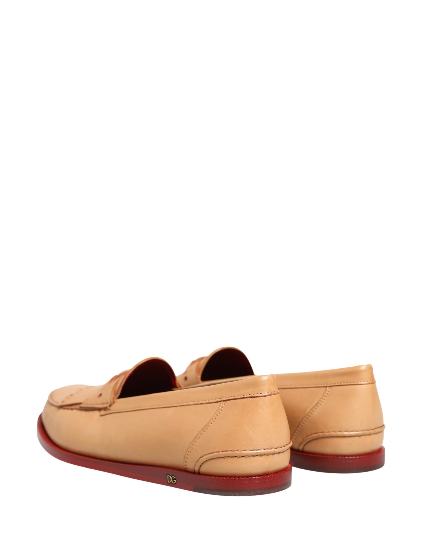Dolce & Gabbana Beige Tassel Leather Men Slip On Loafers Shoes | Regal Royce