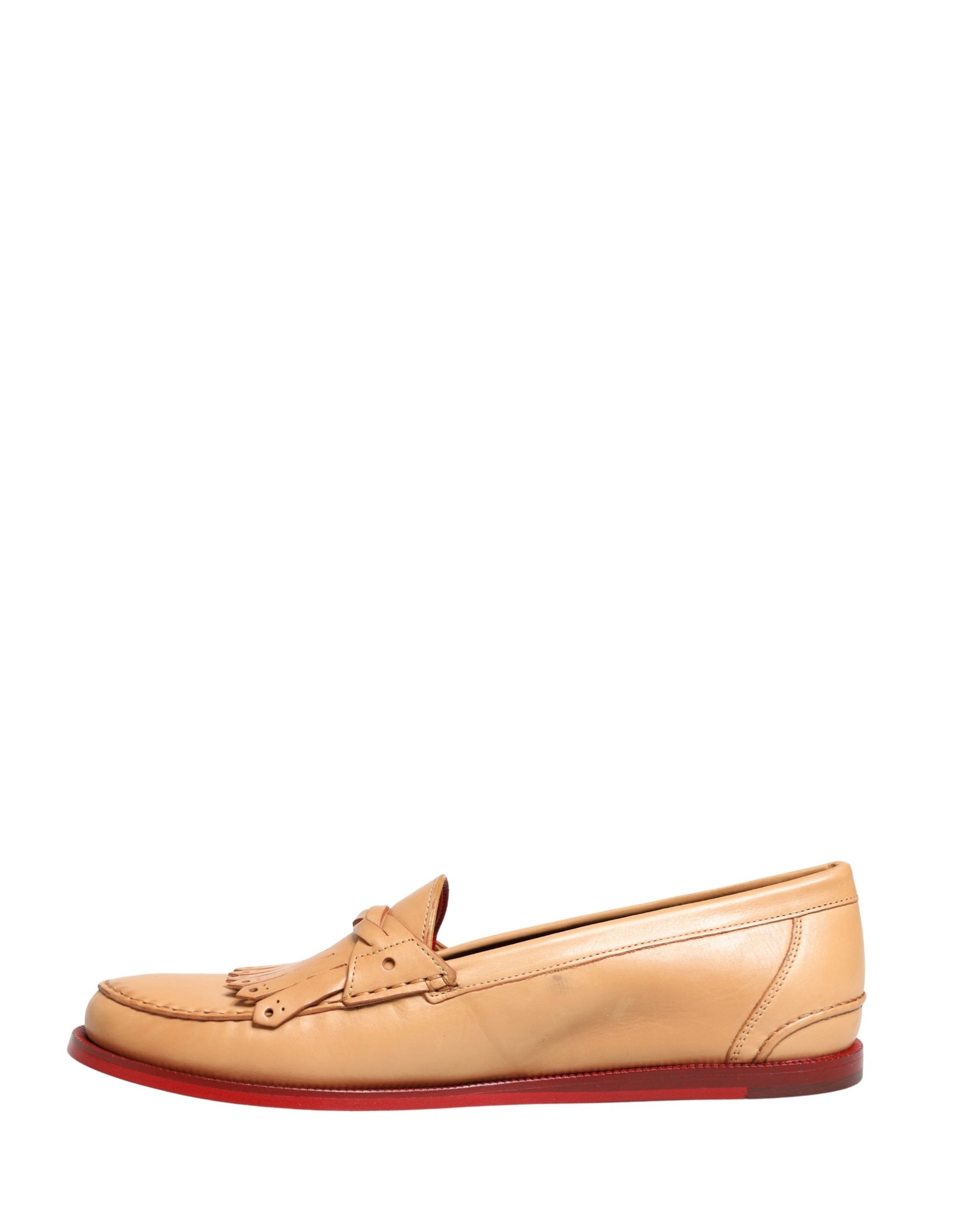 Dolce & Gabbana Beige Tassel Leather Men Slip On Loafers Shoes | Regal Royce