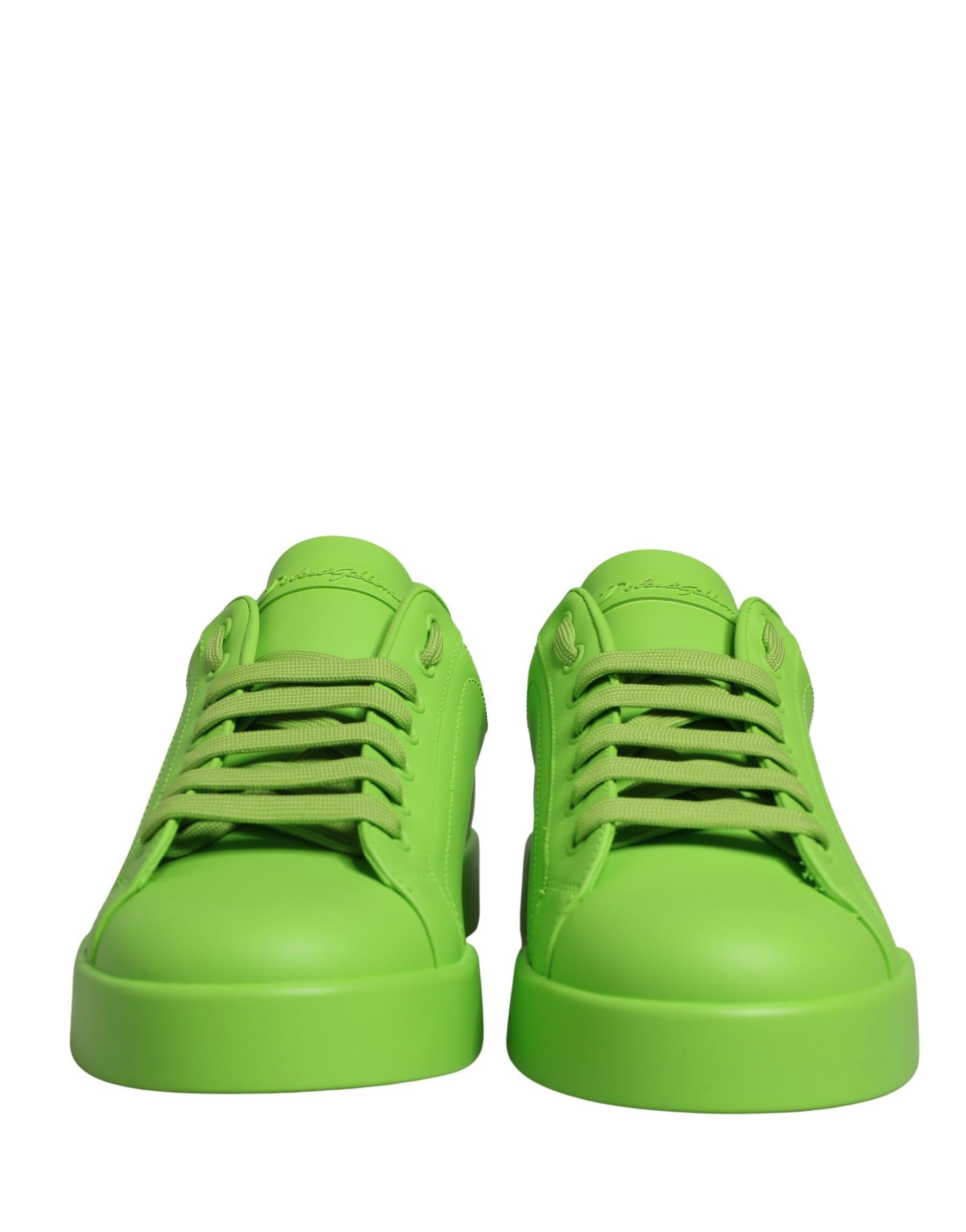 Dolce & Gabbana Green Leather Portofino Low Top Sneakers Shoes | Regal Royce