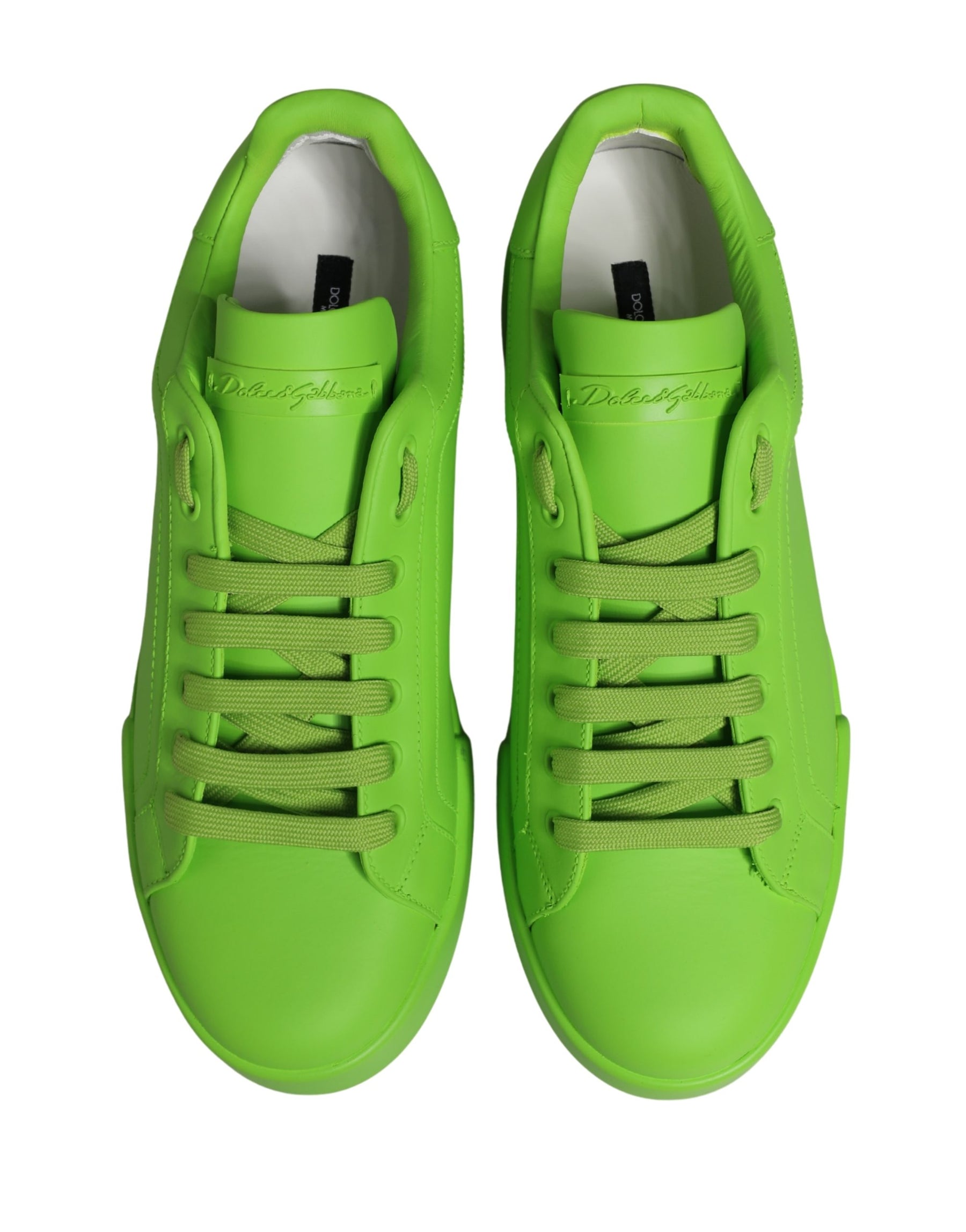 Dolce & Gabbana Green Leather Portofino Low Top Sneakers Shoes | Regal Royce