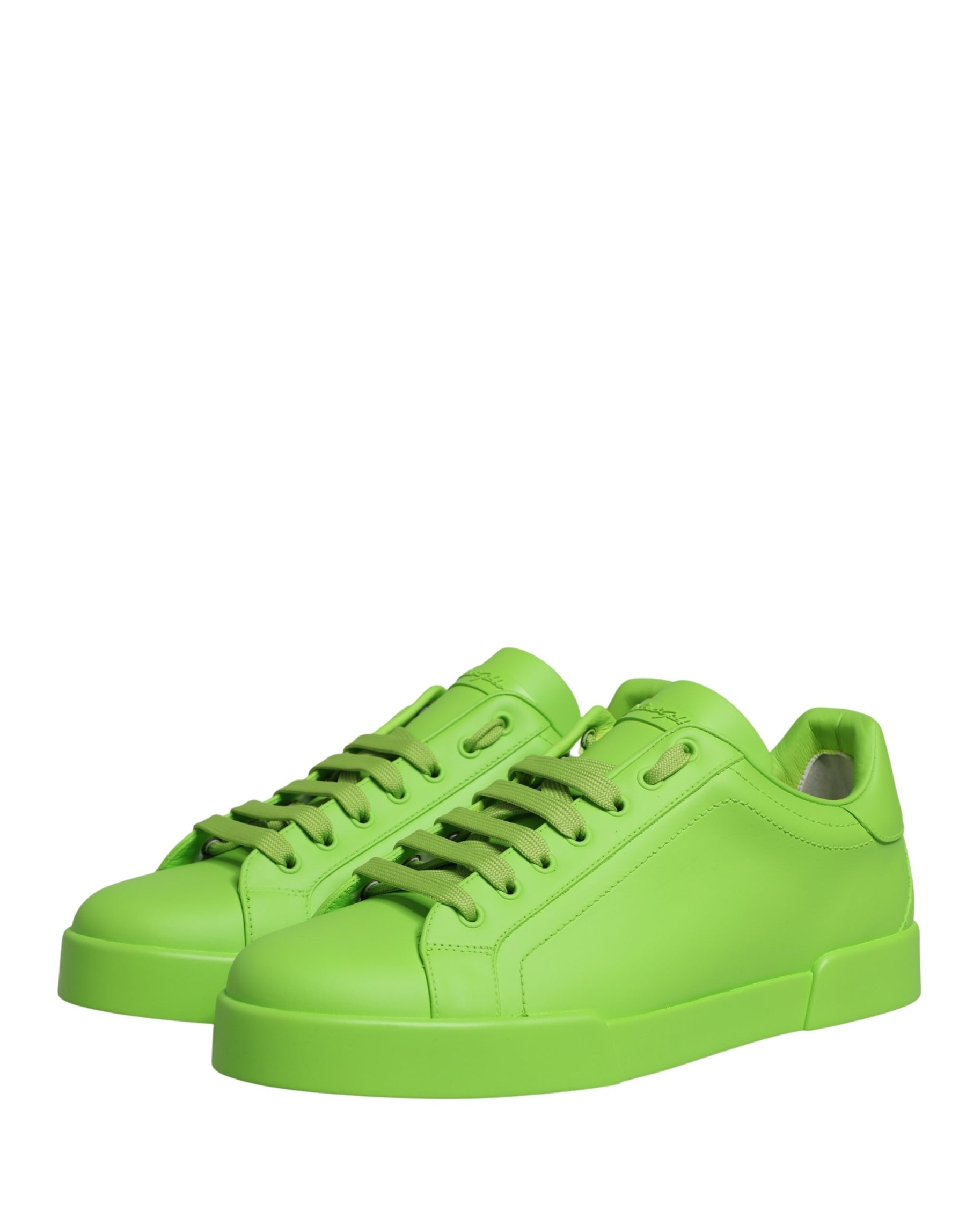 Dolce & Gabbana Green Leather Portofino Low Top Sneakers Shoes | Regal Royce