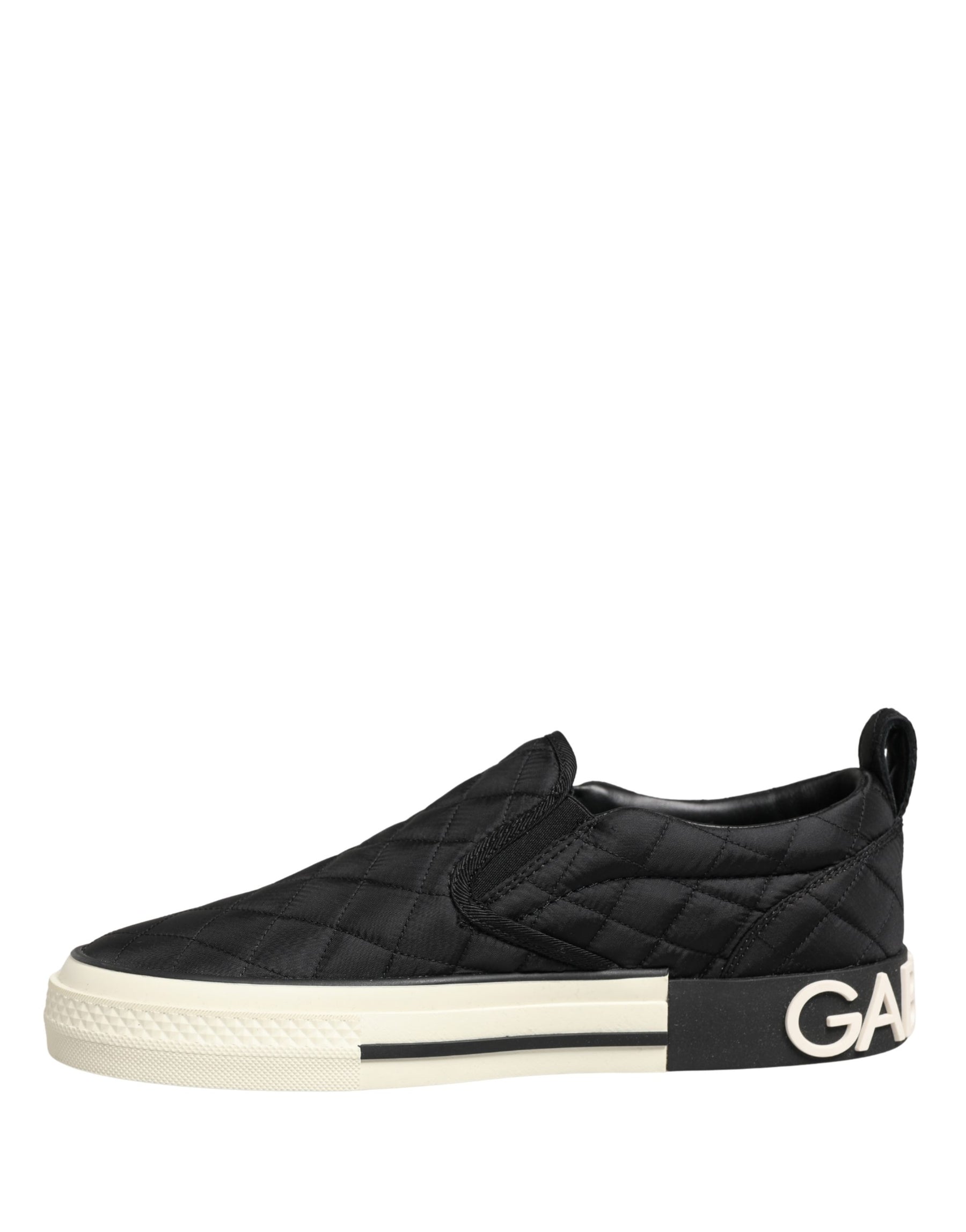 Dolce & Gabbana Black Quilted Slip On Low Top Sneakers Shoes | Regal Royce