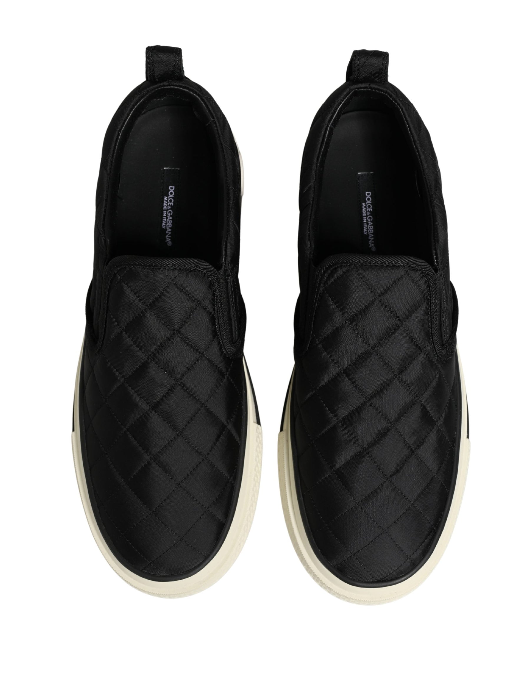 Dolce & Gabbana Black Quilted Slip On Low Top Sneakers Shoes | Regal Royce
