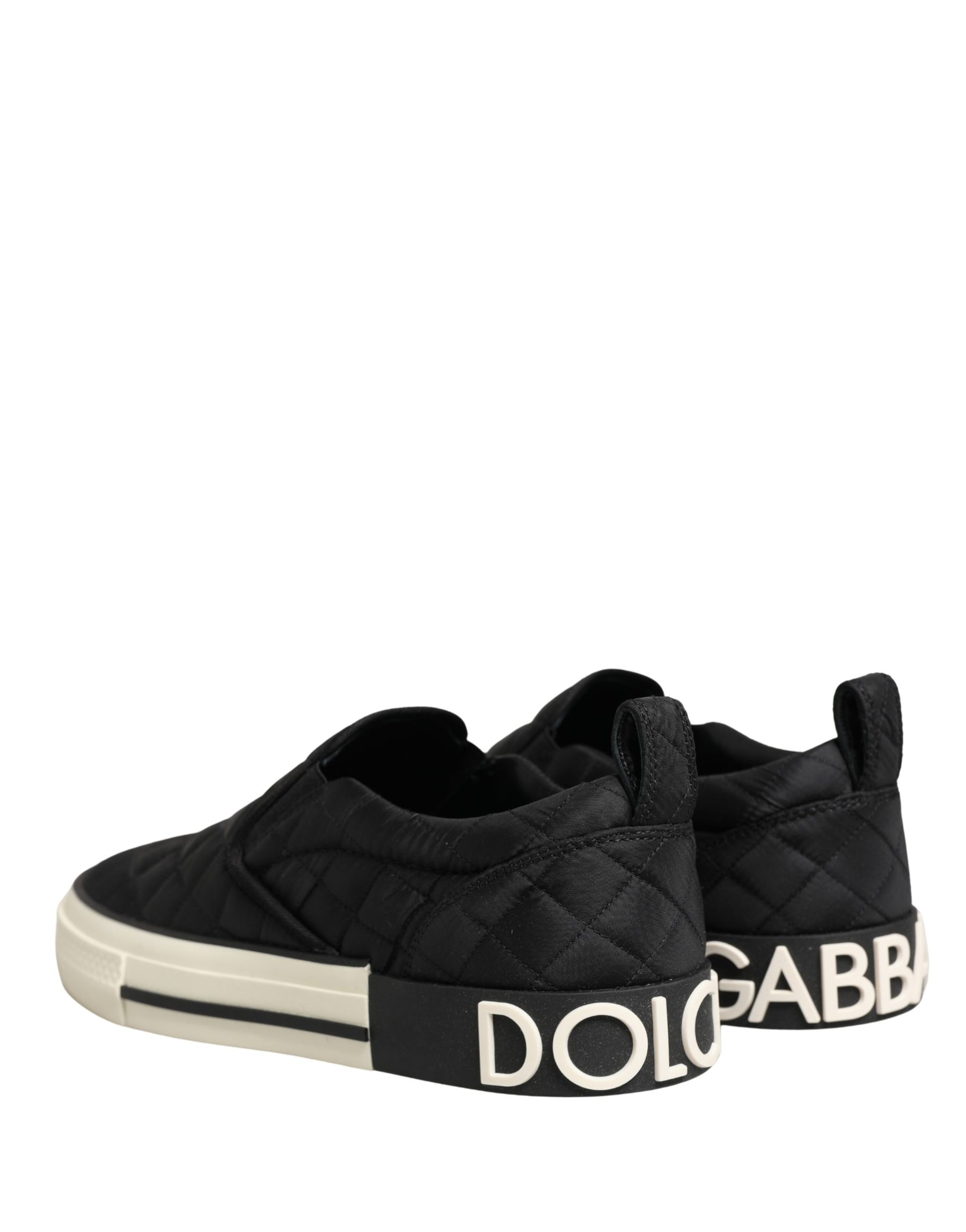 Dolce & Gabbana Black Quilted Slip On Low Top Sneakers Shoes | Regal Royce