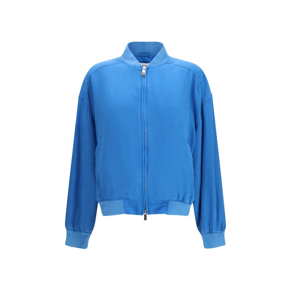 Versace Blue Silk Bomber | Regal Royce
