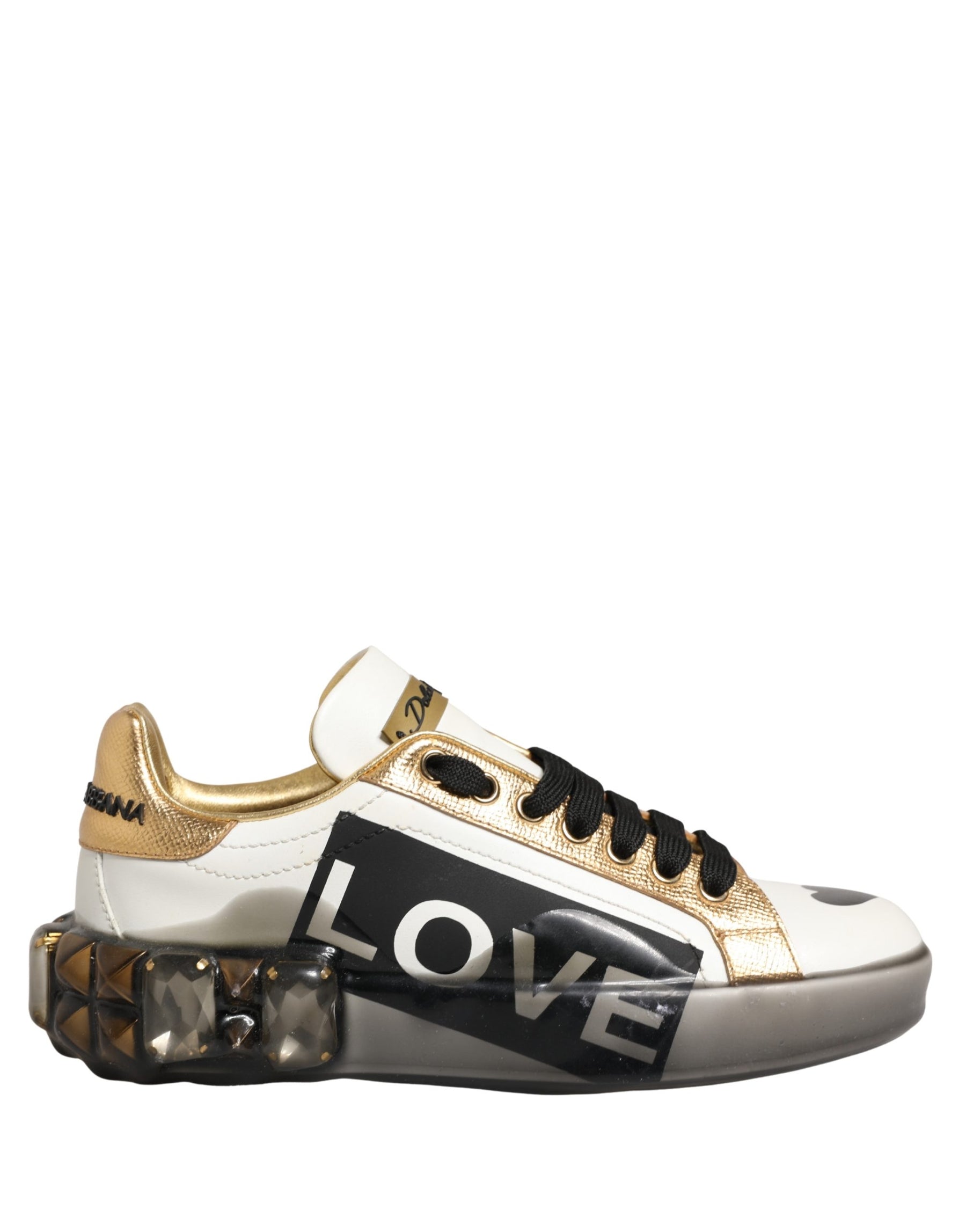 Dolce & Gabbana Multicolor Crystal StuddedLOVE Sneakers Shoes | Regal Royce