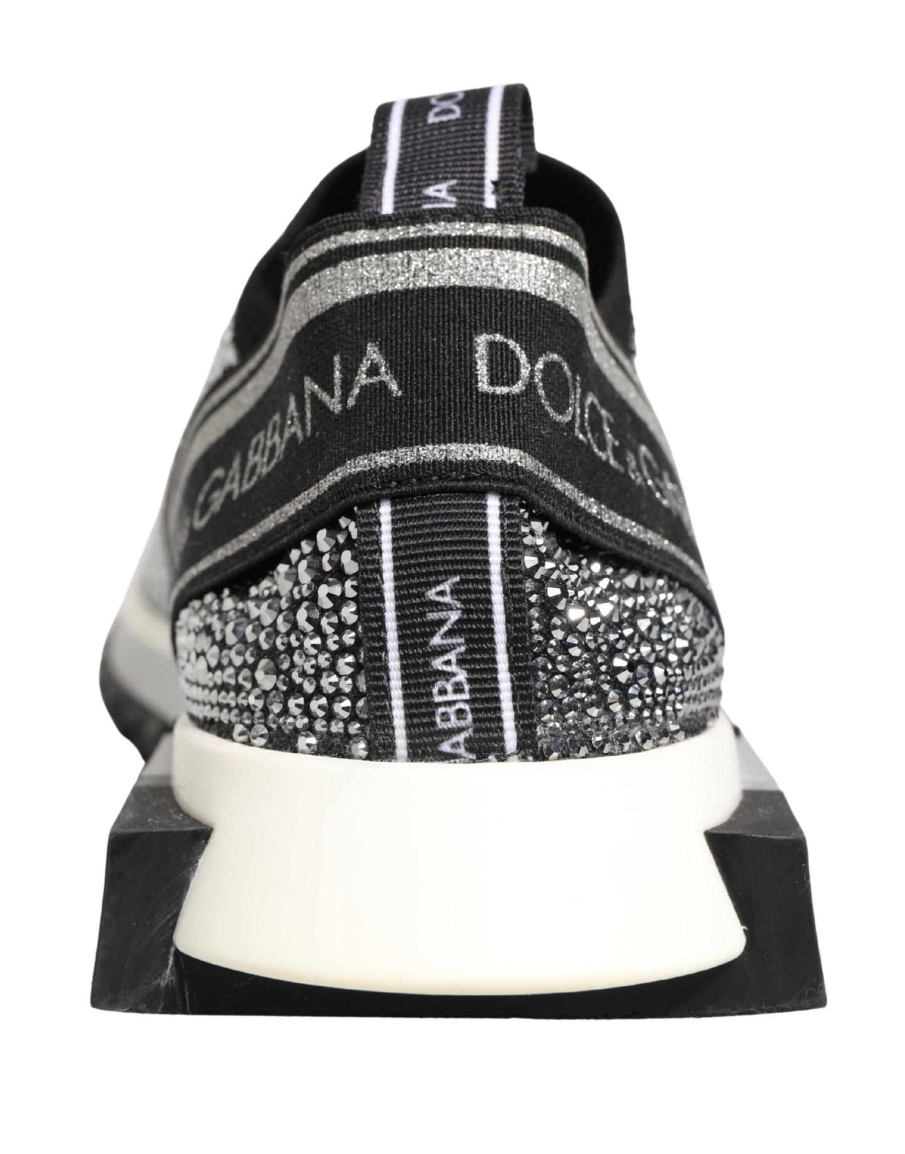 Dolce & Gabbana Silver Crystal Logo Slip On Sorrento Sneakers Shoes | Regal Royce